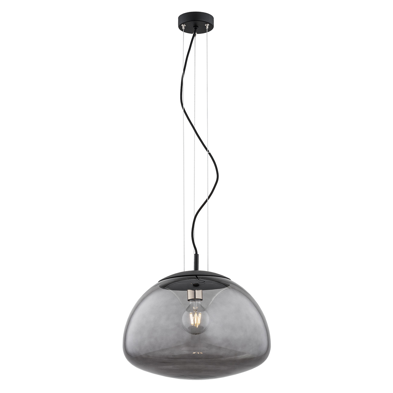 Lampa wisząca TRINI czarna mosiądz z dymionym kloszem okrągła 118x40cm