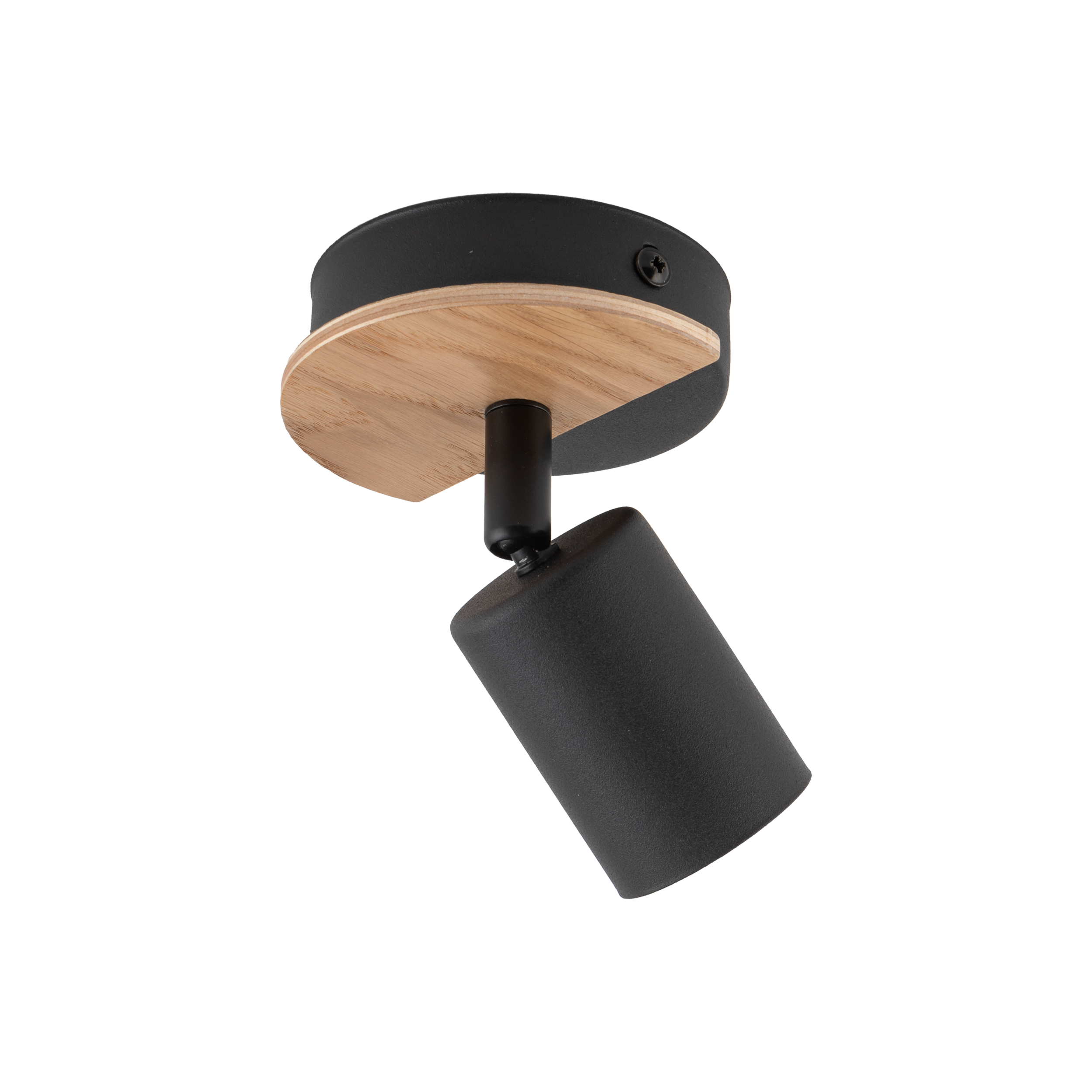 Lampa sufitowa / Kinkiet COVER czarna z drewnianym elementem regulowana 15x14x11cm - TK_4673
