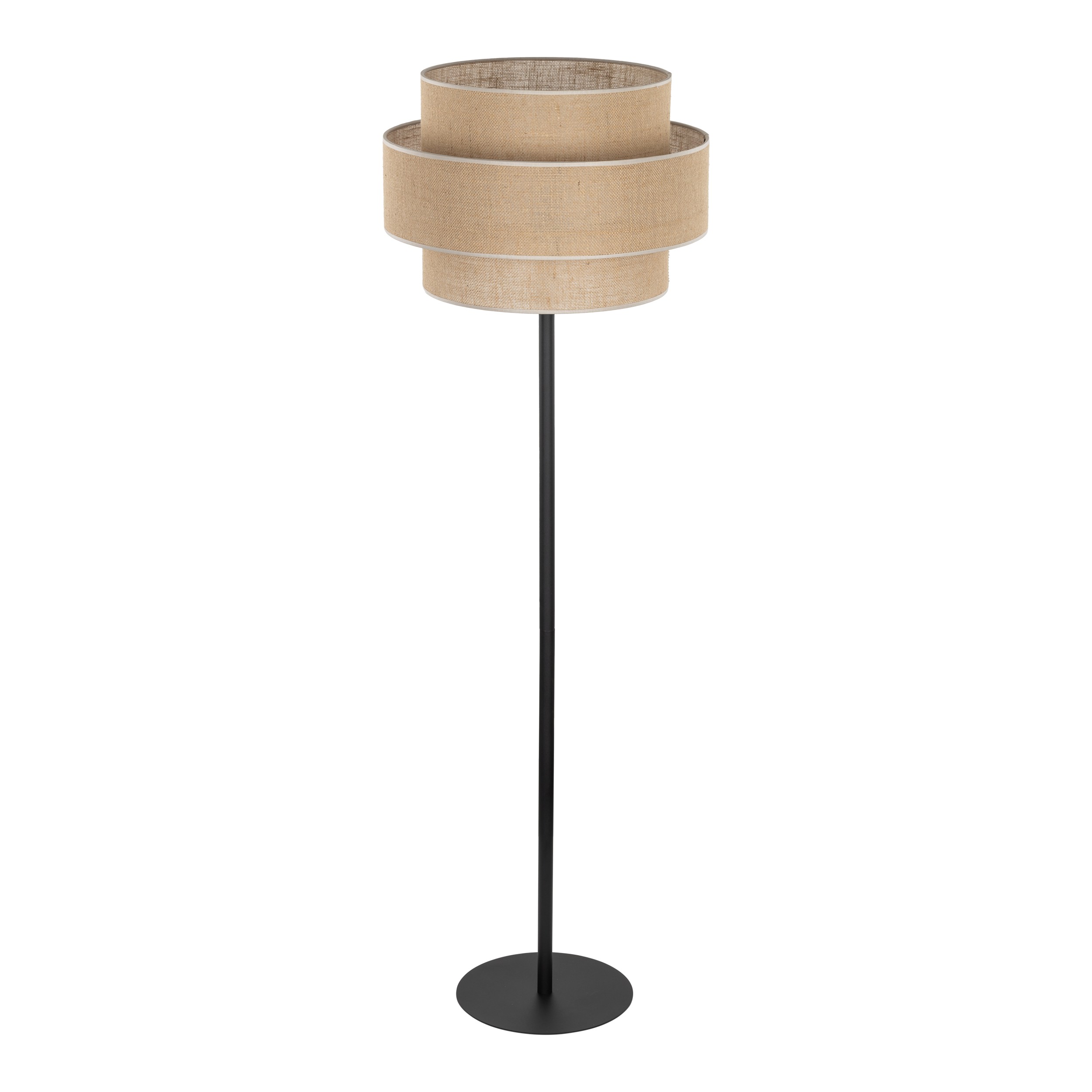 Lampa podłogowa CALISTO czarna brązowy abażur z tkaniny 159x50cm - TK_5405