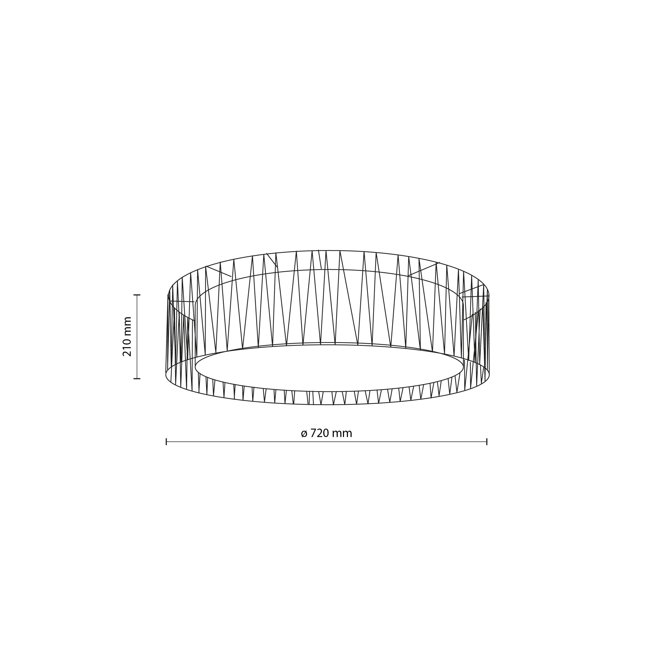 Lampa sufitowa HARMONY czarna tasiemka z brązowym kloszem z tkaniny plecionki okrągła 71x21cm - TK_4556