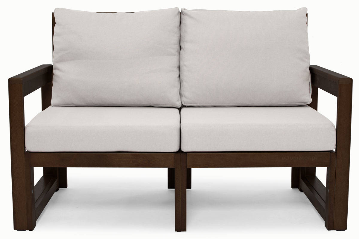 Nowoczesna sofa ogrodowa drewniana 2-osobowa MALTA brązowo-szara