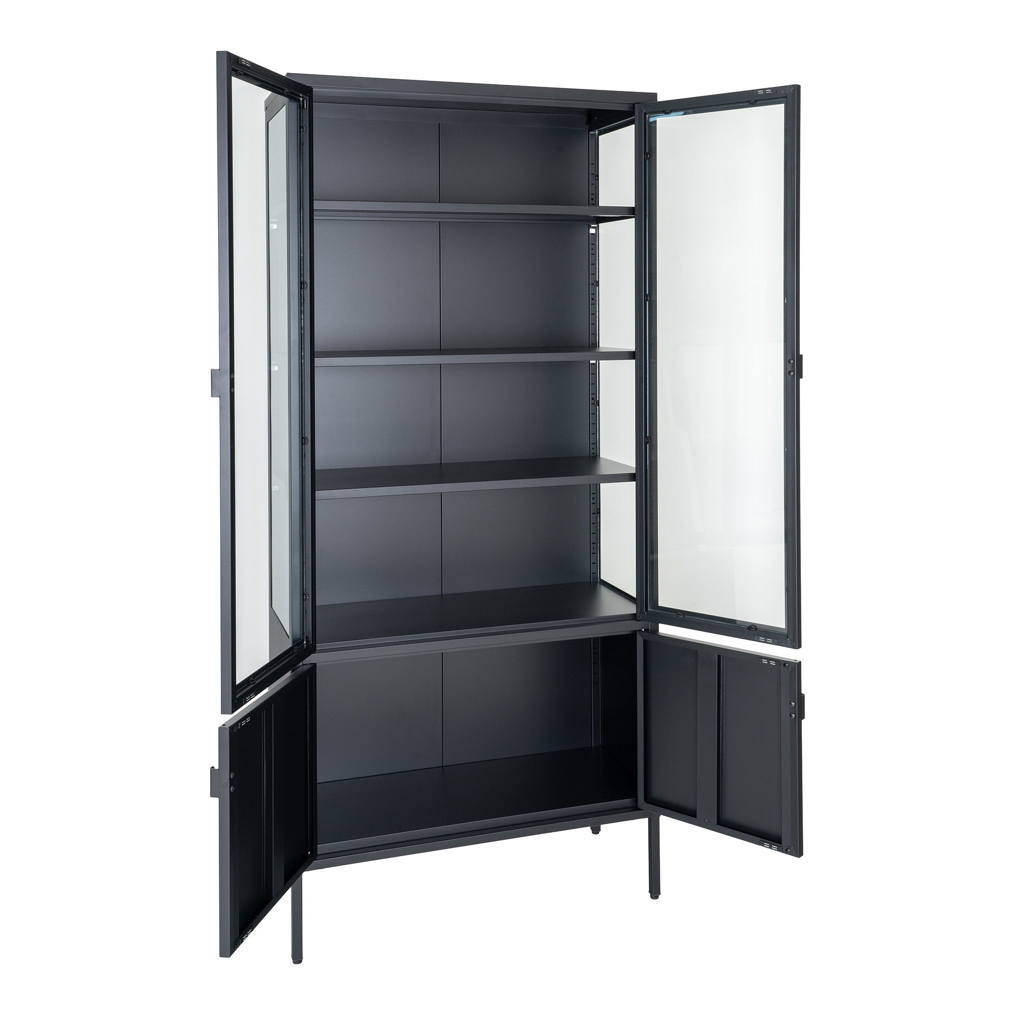 Witryna 4-drzwiowa BRISBANE przeszklone boki 80x35x180 cm - czarna - 3001057