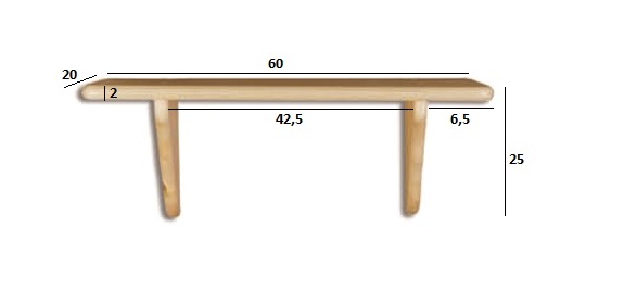 PK122 półka S60 W25 G20 sosna dąb DREWMAX - 01668