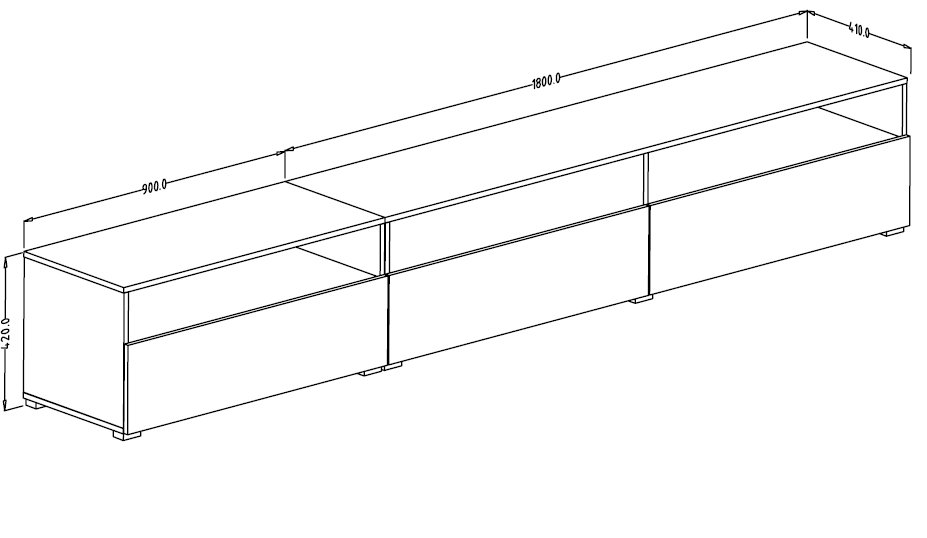 Szafka RTV ATHENS 40 z opcją powieszenia czarna 270x41x40cm - 24W1LG40