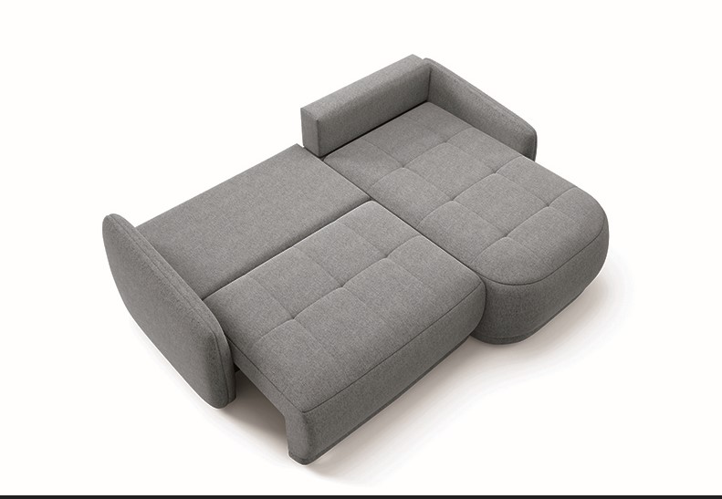 Narożnik rozkładany pikowany KRABI NEVE 240 cm L/P z pojemnikiem szary - KRABI_NA_NEVE90