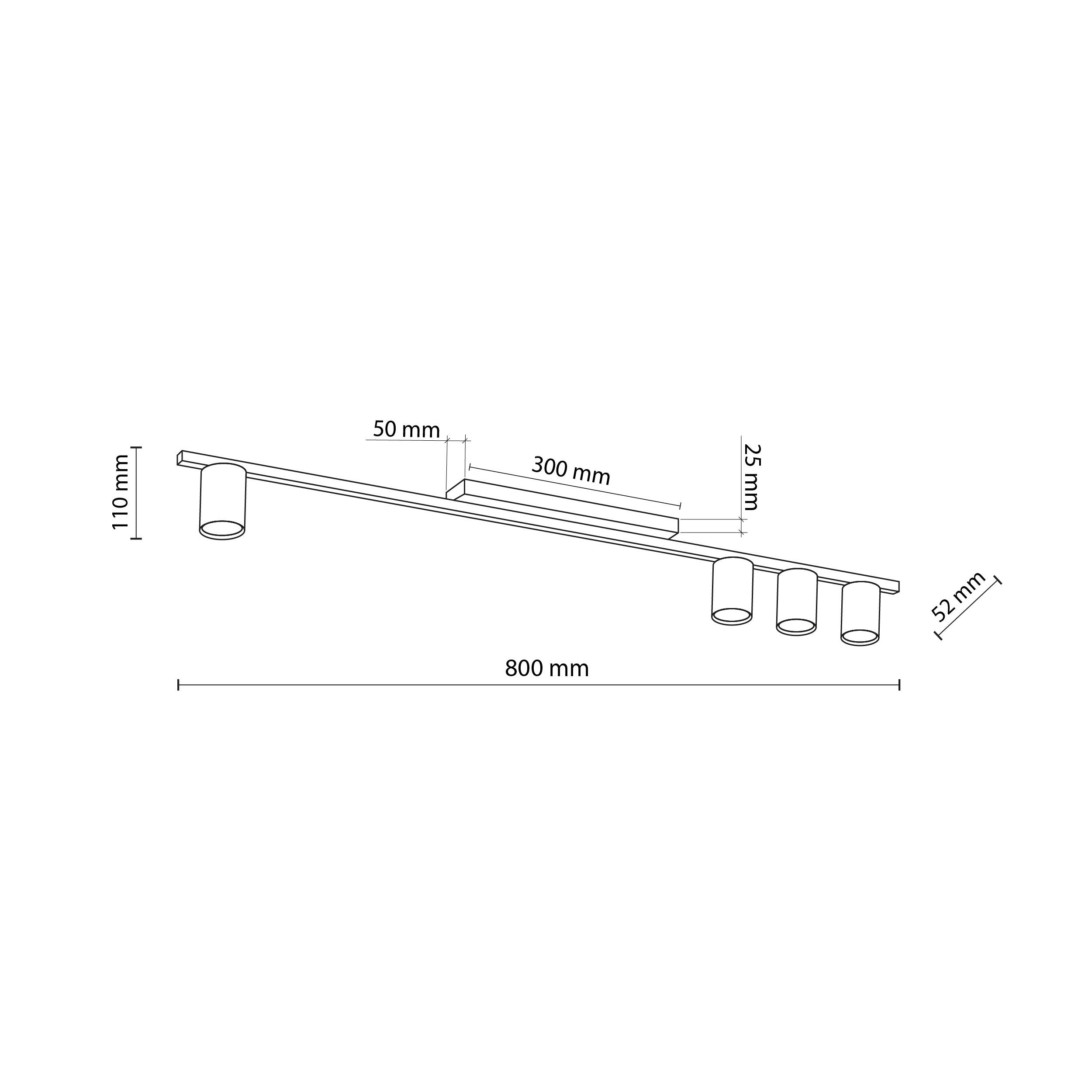 Lampa sufitowa LOGAN biała na listwie metalowej 100x11x5cm - TK_4571