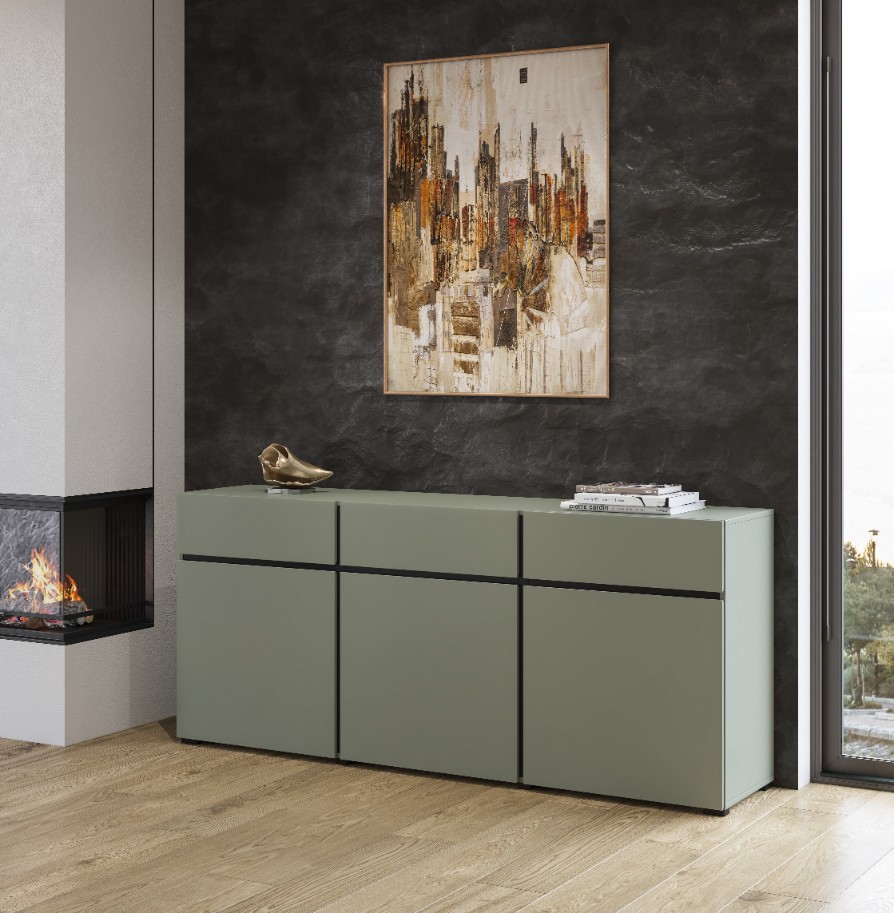 Komoda 3-drzwiowa z 3 szufladami CROSS - zielony, czarny 180cm - 24GWMY43
