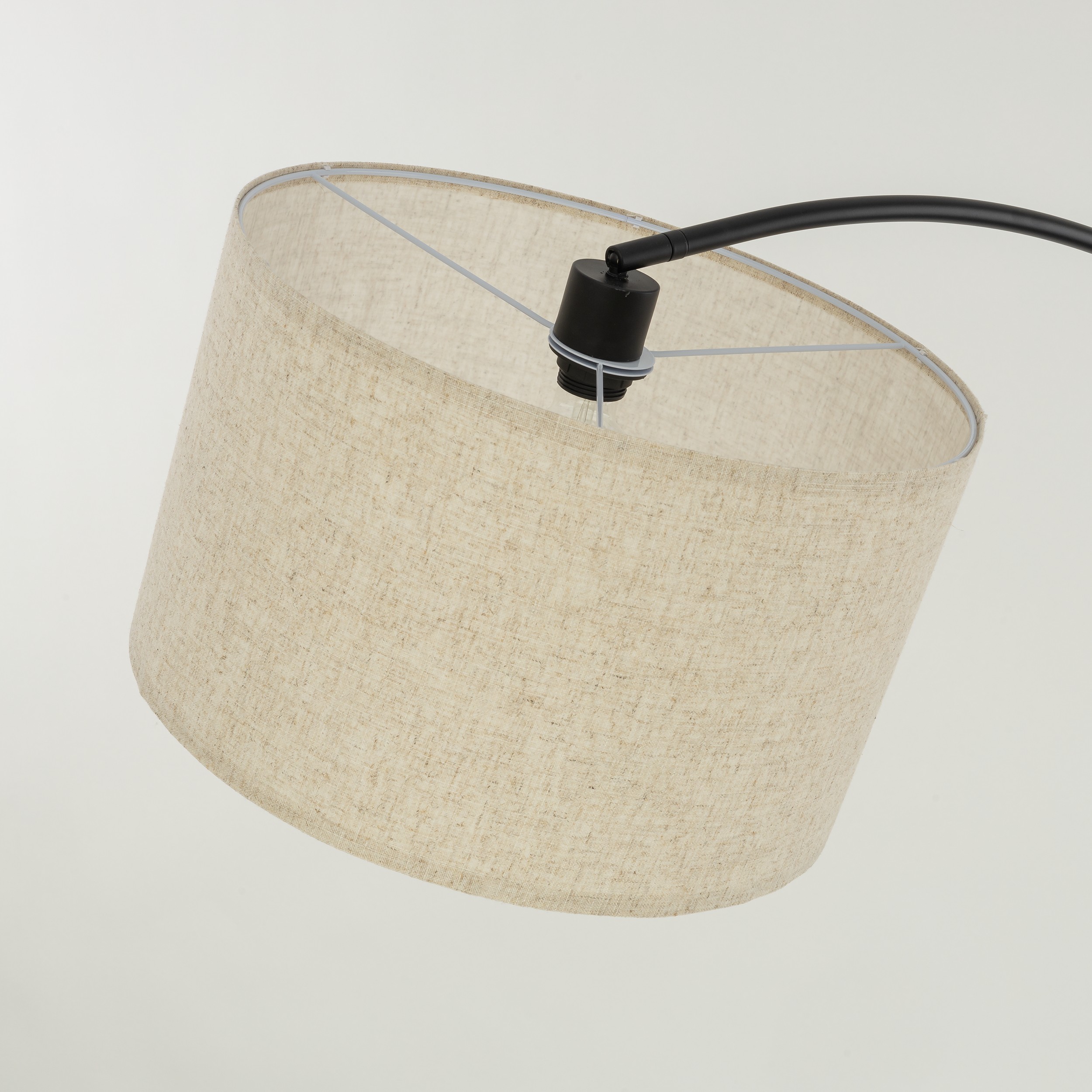 Lampa podłogowa ZENITH czarna z brązowym lnianym kloszem 200x130x50cm - TK_16023