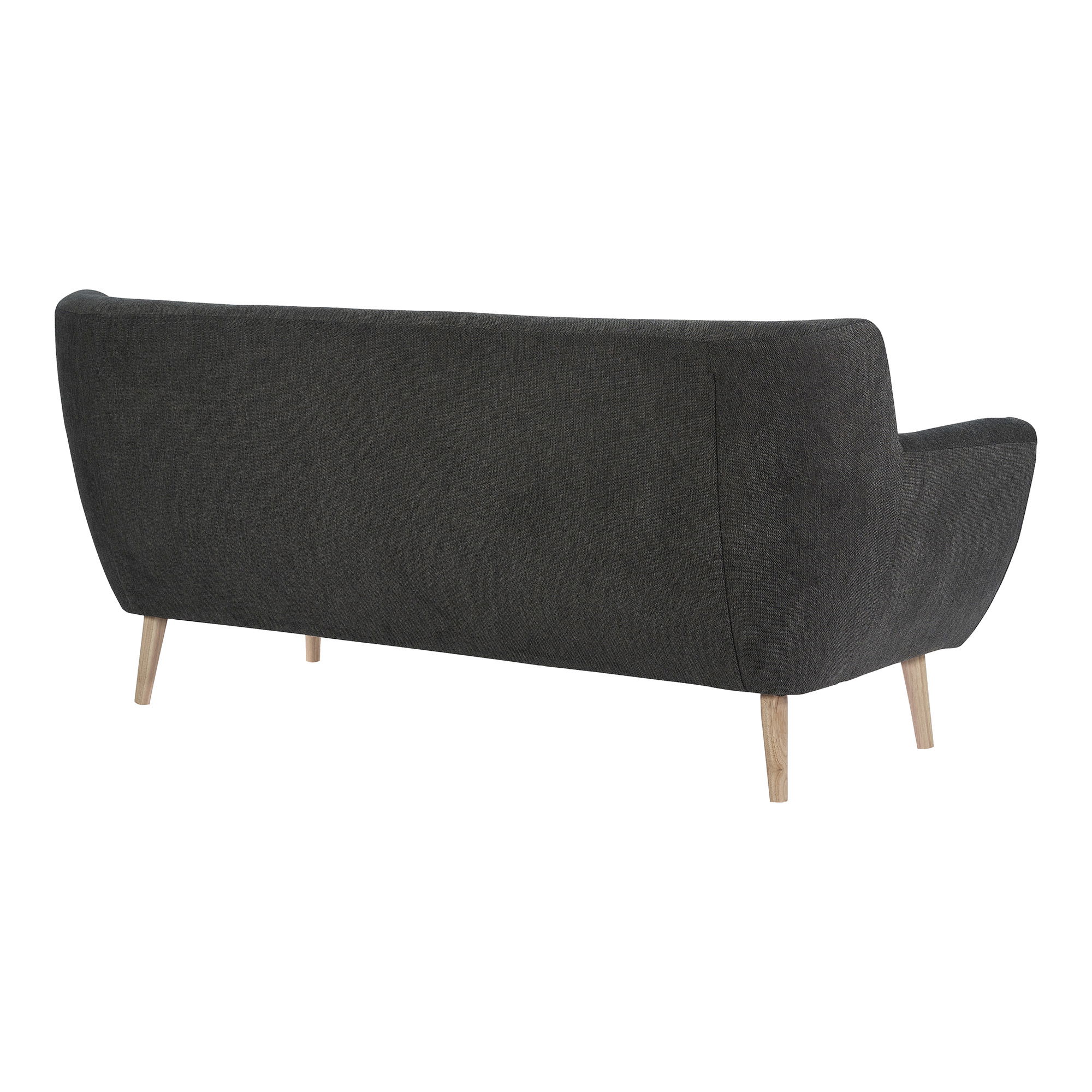 Sofa wypoczynkowa 3-osobowa MONTE - ciemnoszara z nogami z naturalnego drewna - 1301537