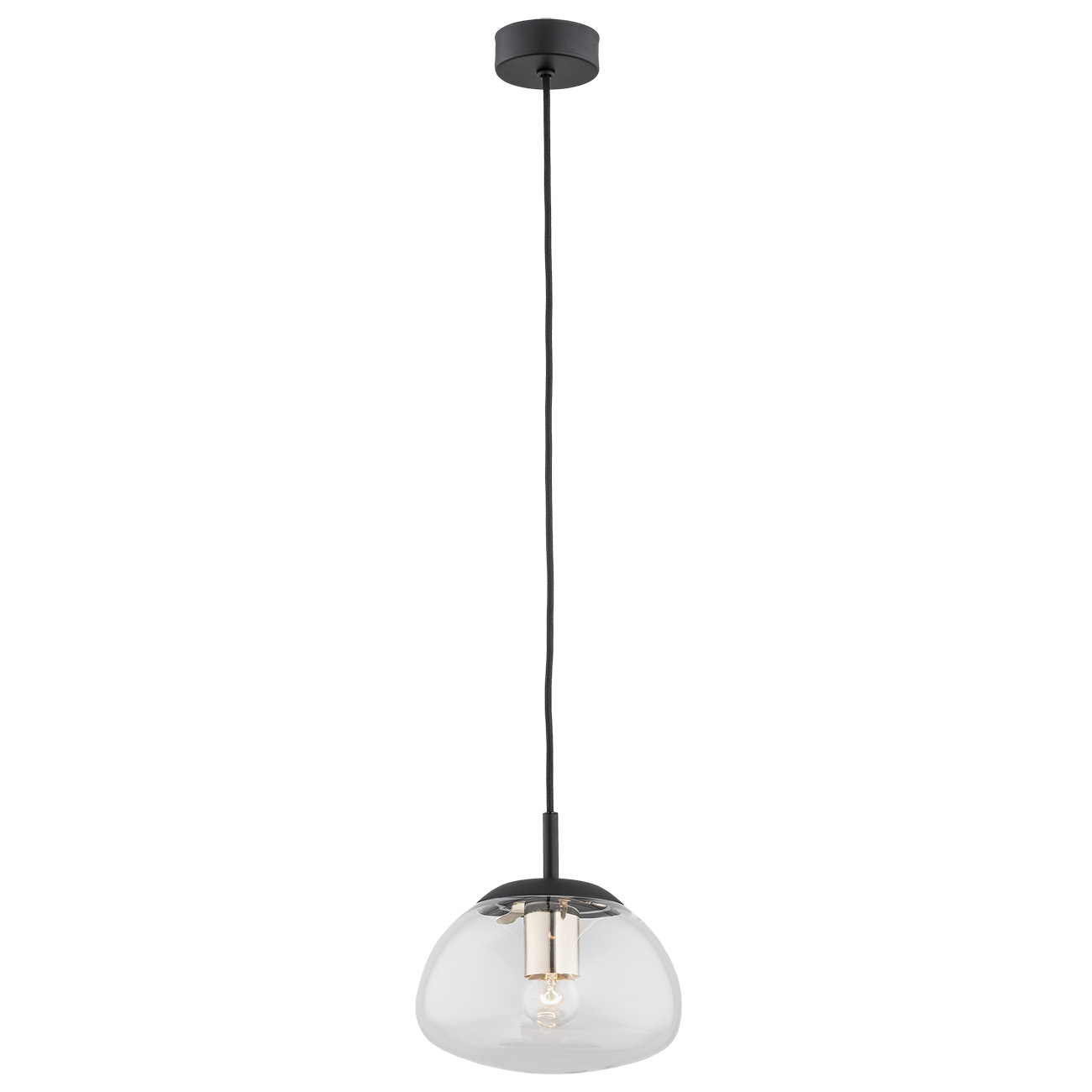 Lampa wisząca TRINI czarna mosiądz transparentny klosz 103x20cm