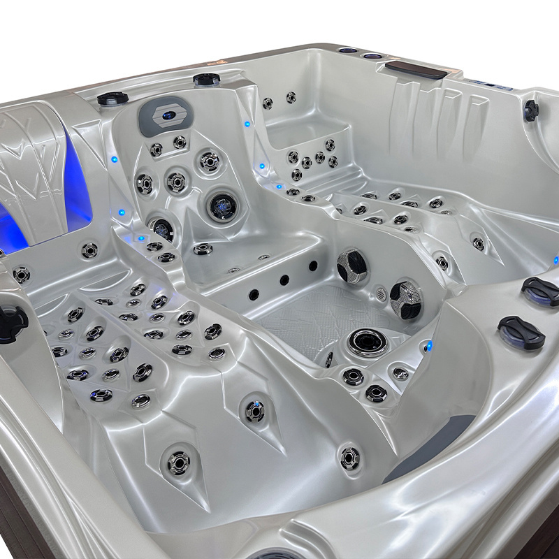 Jacuzzi ogrodowe 5-os. z hydromasażem SPA-747 210x210 cm biały/brązowy - HS_SPA747-3891