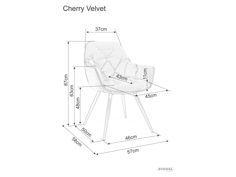 Krzesło z podłokietnikami CHERRY VELVET Czarny Bluvel 19 - CHERRYVCC