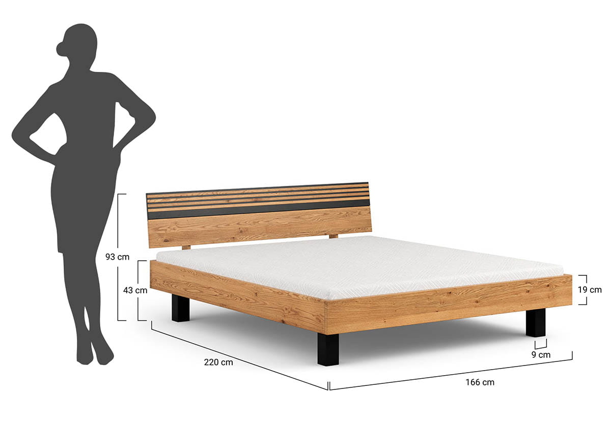 Łóżko dębowe z zagłówkiem RAVELLO 160 cm, Drewno dębowe olejowane - ZIRAV160X200