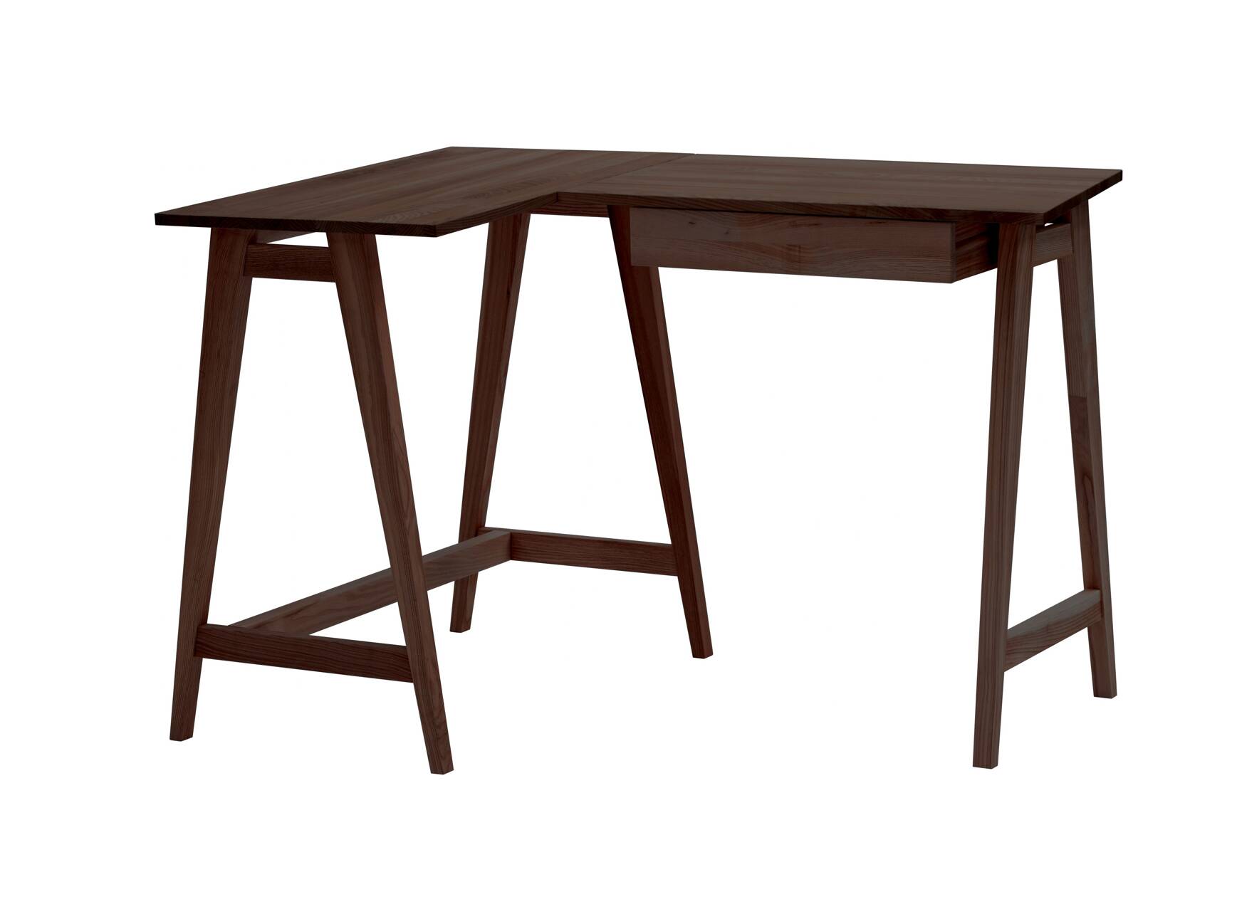 Biurko narożne jesionowe LUKA Lewe z szufladą 115cm x 85cm kolor orzech