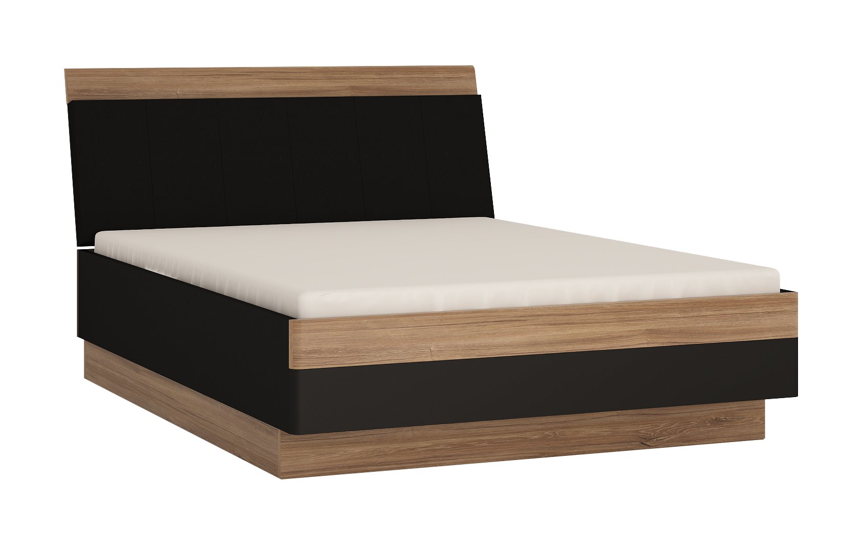 Łóżko z pojemnikiem 140x200 MONACO MOAL01 Stirling Oak, Czarny Mat
