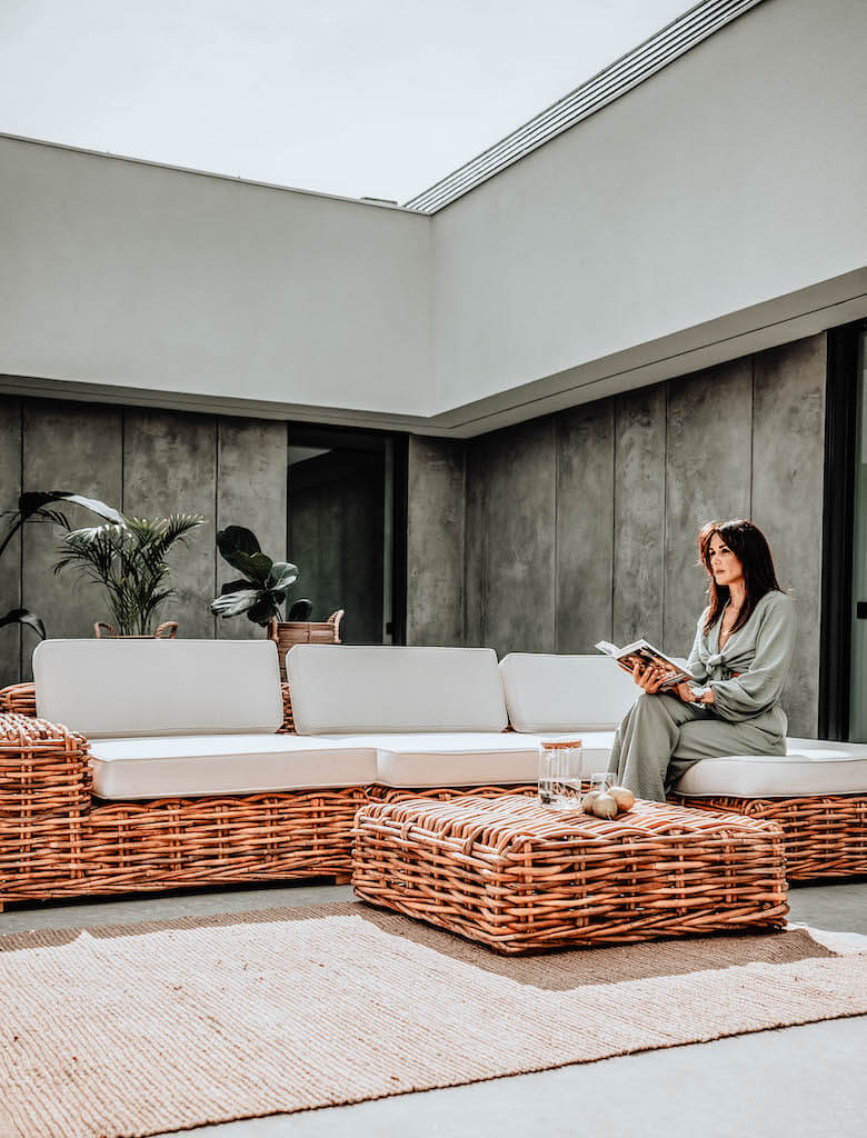 Sofa INKA PRAWA rattanowa 340x200 Naturalny - MNMH5IN