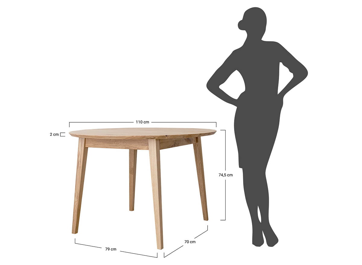 Stół dębowy okrągły 110 cm Orbetello Dąb Olejowany - KULS110