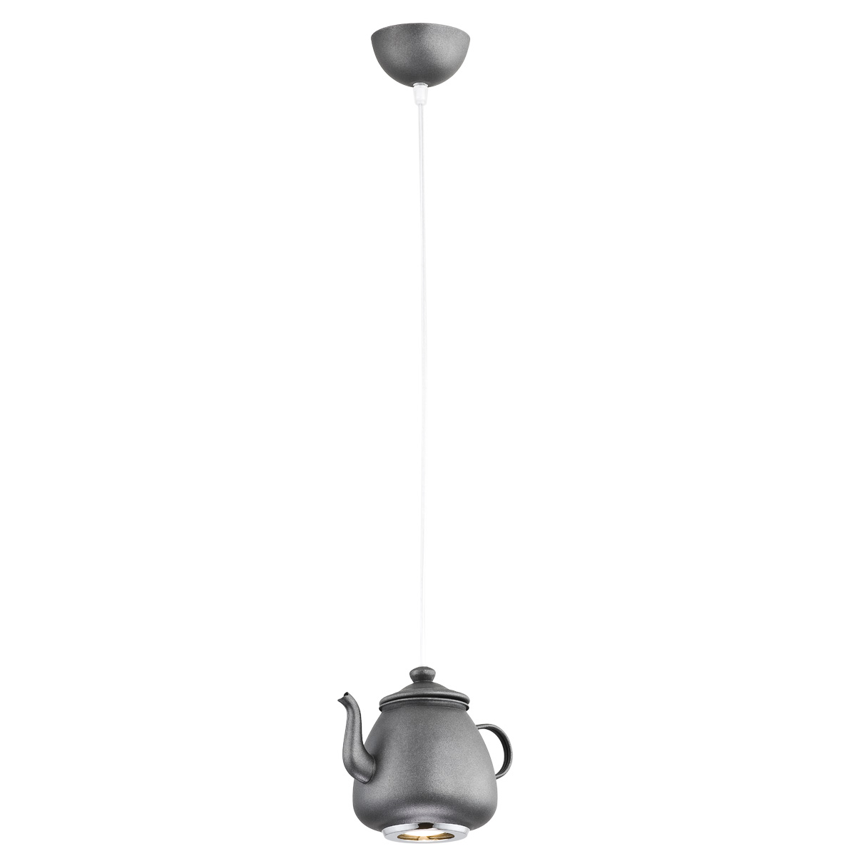 Lampa wisząca JAMAJKA metalowa antracytowa w kształcie czajnika biały przewód 105cm