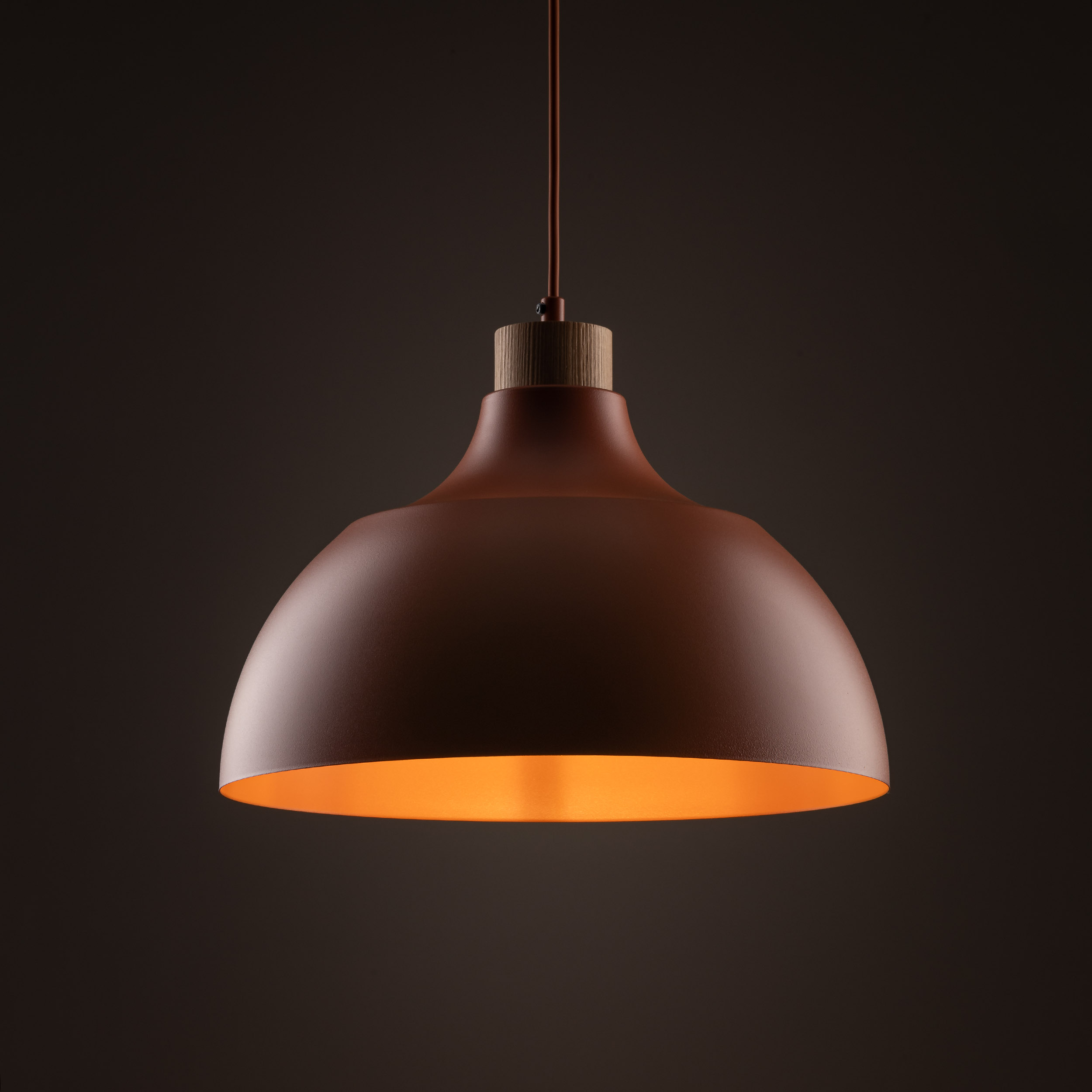 Lampa wisząca CAP ceglana z drewnianym elementem 165x34cm - TK_6927
