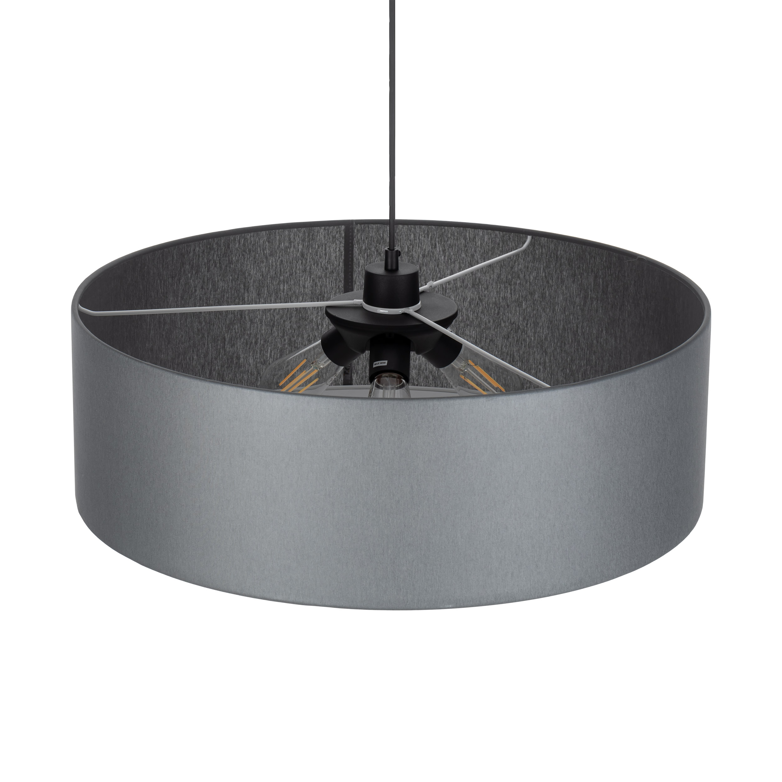 Lampa wisząca RONDO czarna szara z białym kloszem okrągła 120x60cm - TK_4858