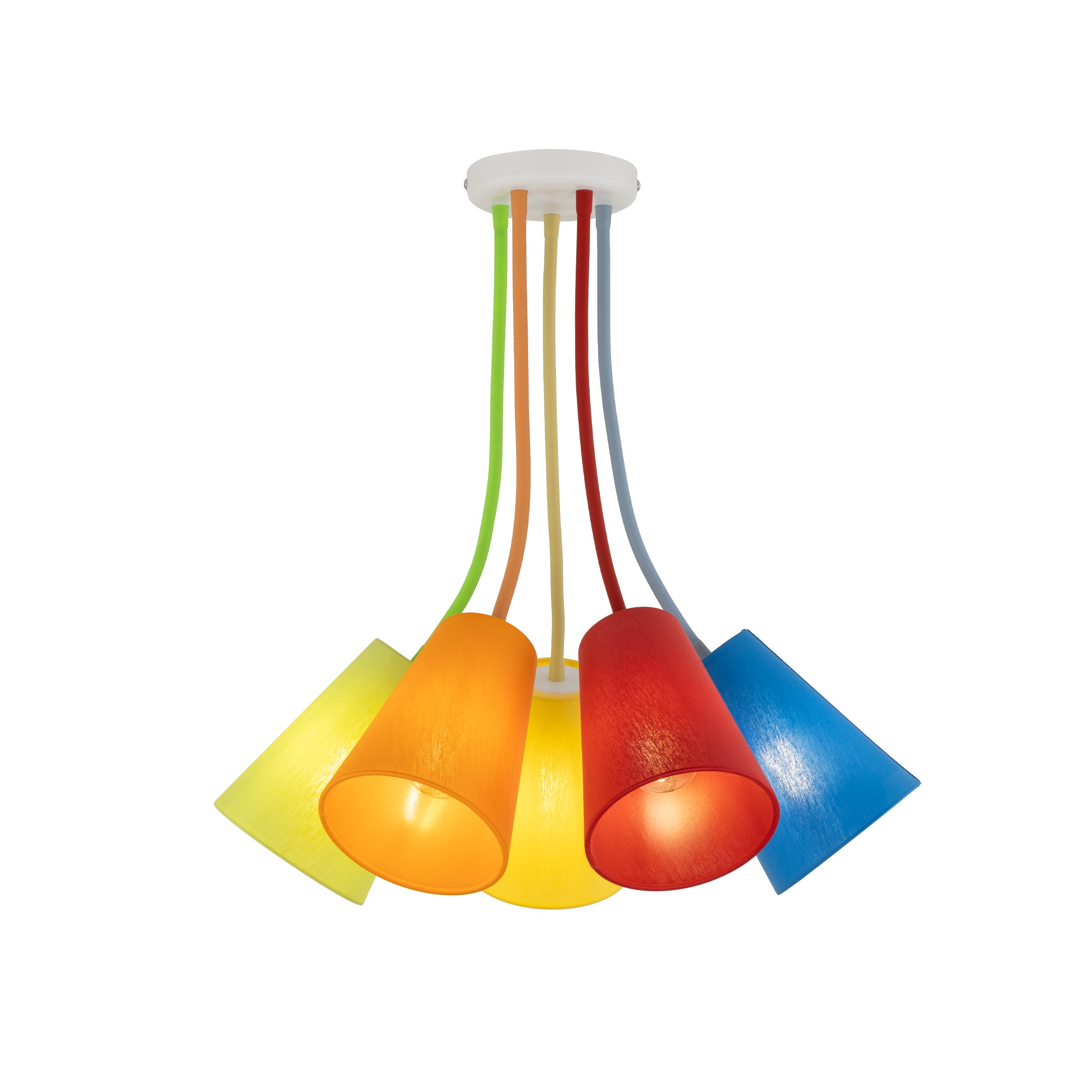 Lampa sufitowa WIRE COLOUR biała wielokolorowa zielona pomarańczowa czerwona niebieska żółta elastyczne ramiona 70x50cm - TK_2107