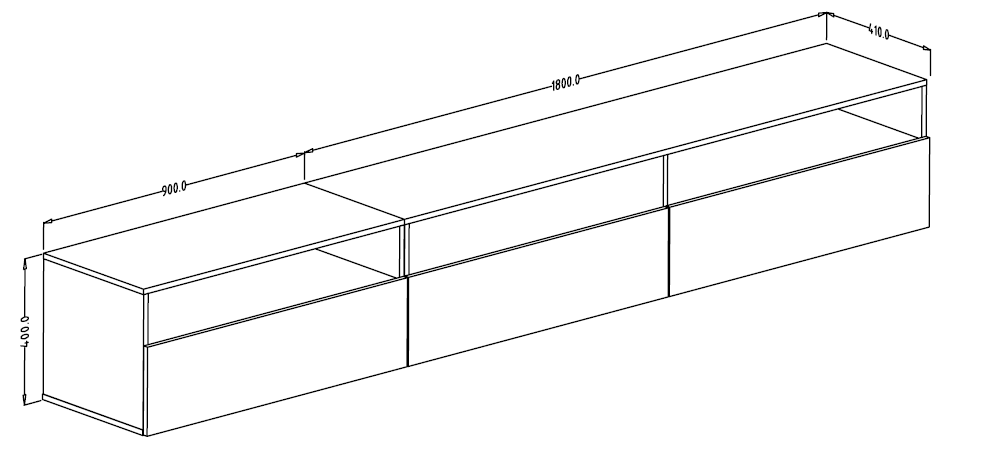 Szafka RTV ATHENS 40 z opcją powieszenia czarna 270x41x40cm - 24W1LG40