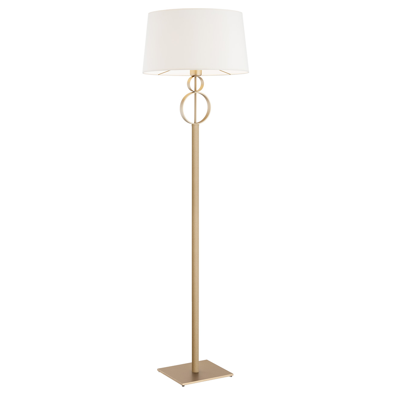 Lampa podłogowa PERSEO metalowy złoty bialy abażur 158cm