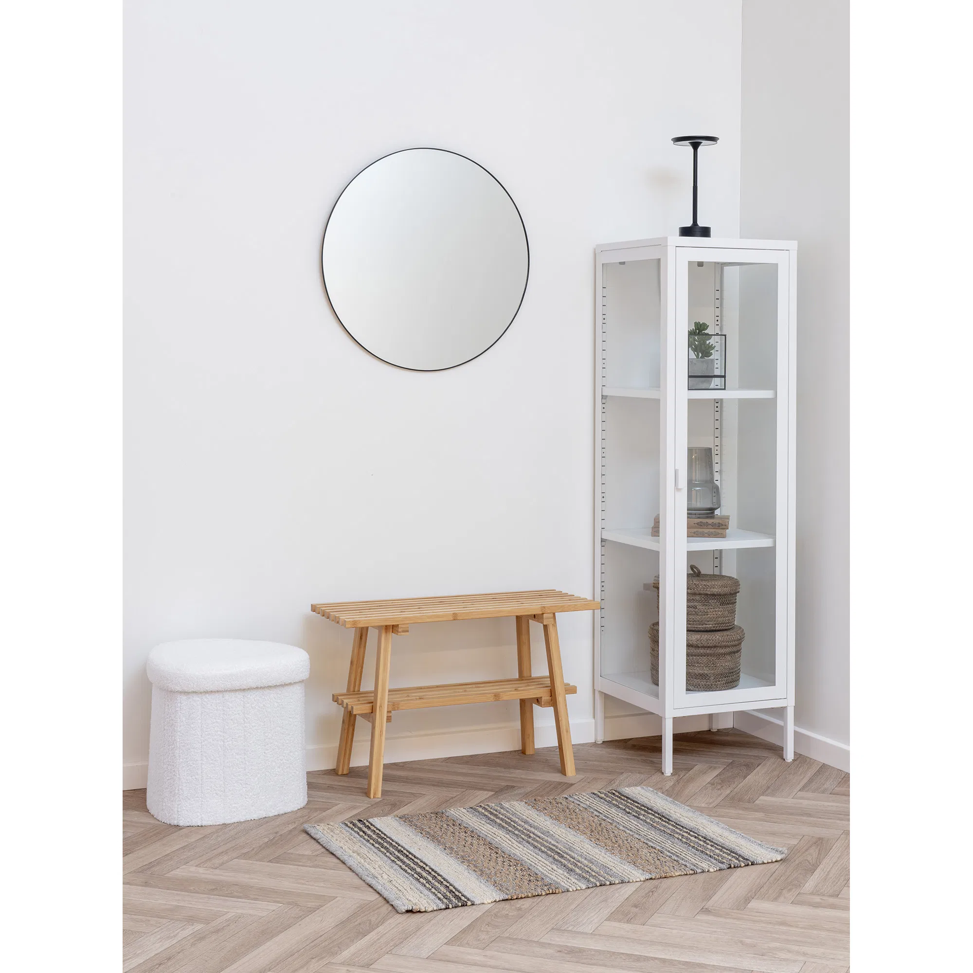 Witryna niska 1-drzwiowa BRISBANE przeszklone boki 40x35x140 cm - biała - 3003006