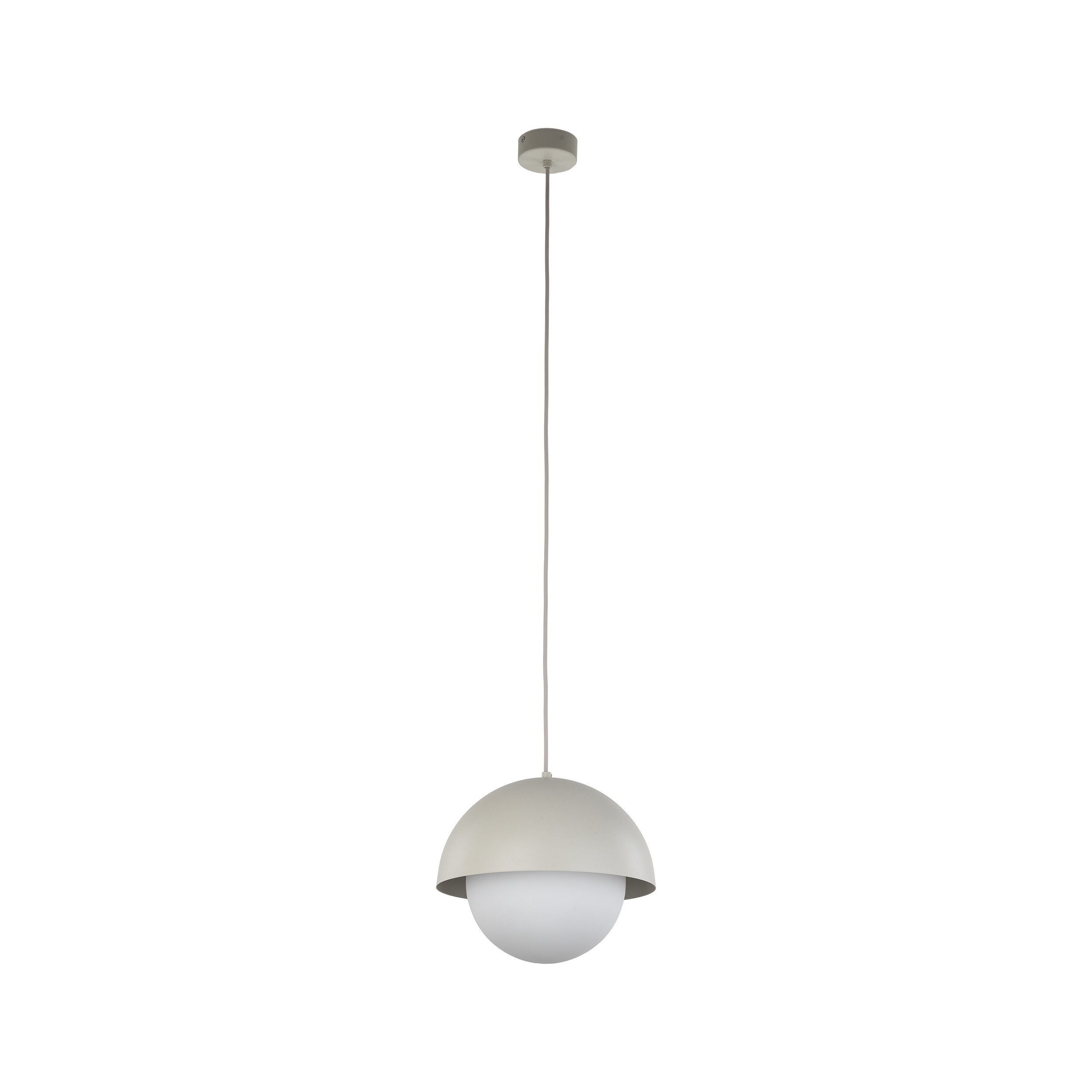 Lampa wisząca BONO beżowa z białym okrągłym szklanym kloszem 160x27cm