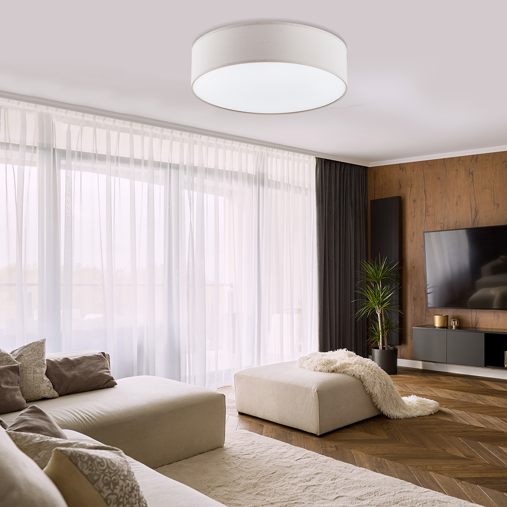 Lampa sufitowa RONDO kremowa okrągła 50x13cm - TK_3337