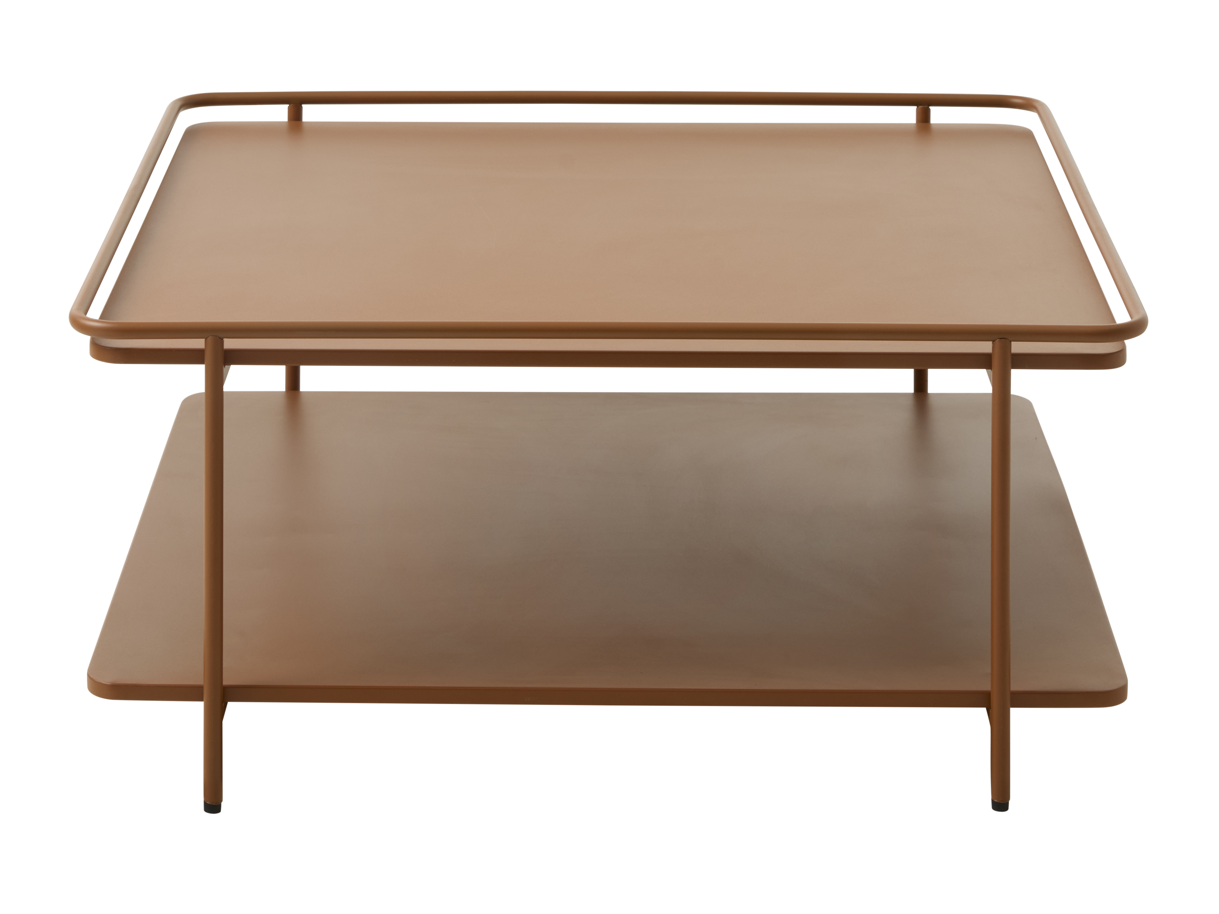 Stolik kawowy metalowy YUBA z półką 75x75 cm - ceglasty - UN_54860000