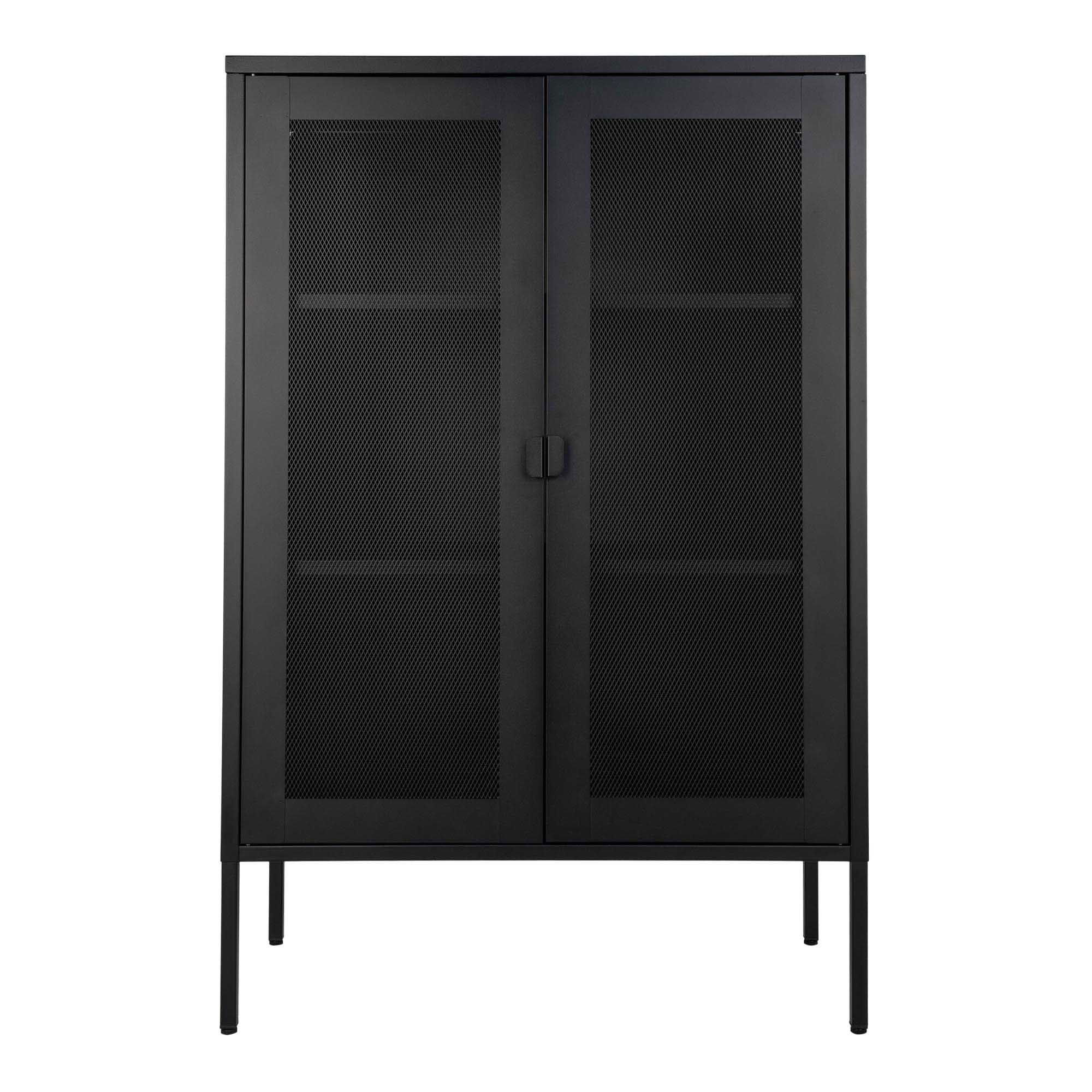 Witryna niska 2-drzwiowa MELBOURNE drzwi siatkowe 80x40x120 cm - czarna - 3001080