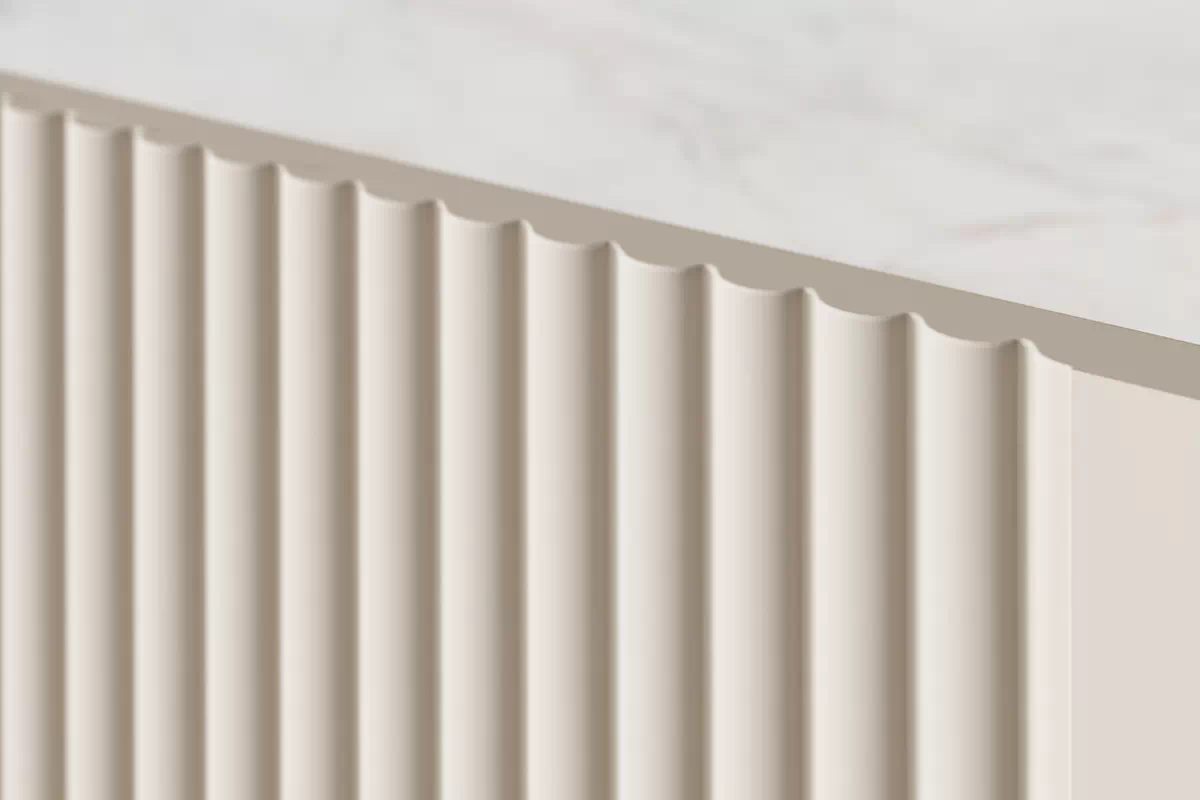 MALMI Komoda 150 3D - cashmere / crema bianca / złote nogi - B_156232