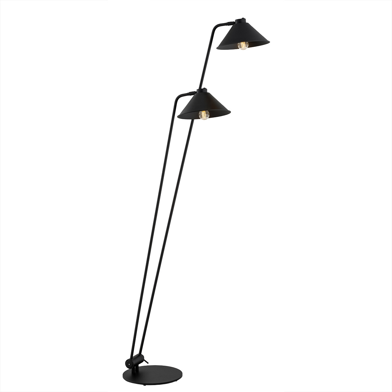 Lampa podłogowa Gabian czarna z dwoma kloszami i regulacją 168cm