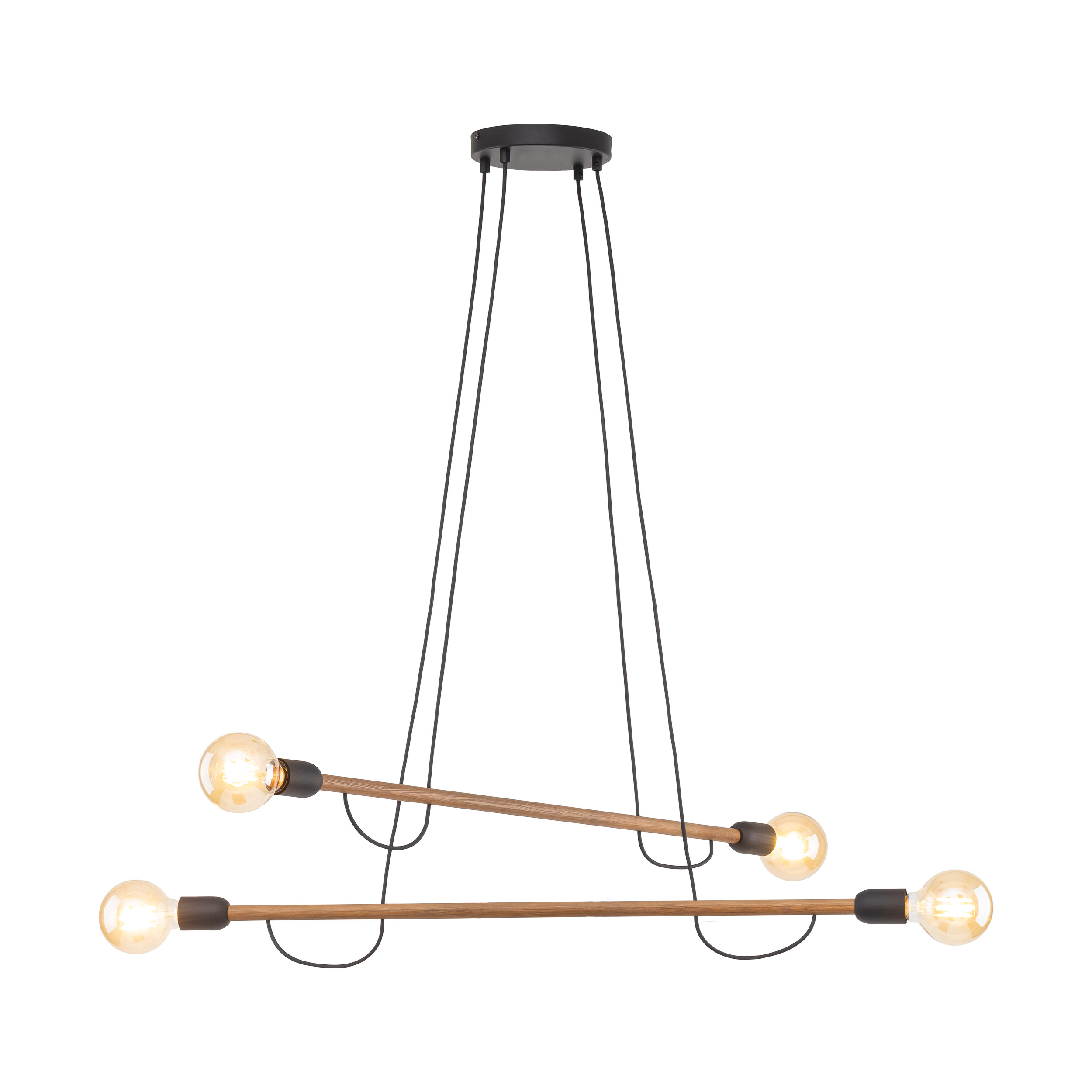 Lampa wisząca HELIX czarna z ciemnymi drewnianymi poprzeczkami z orzecha 130x93cm - TK_4949