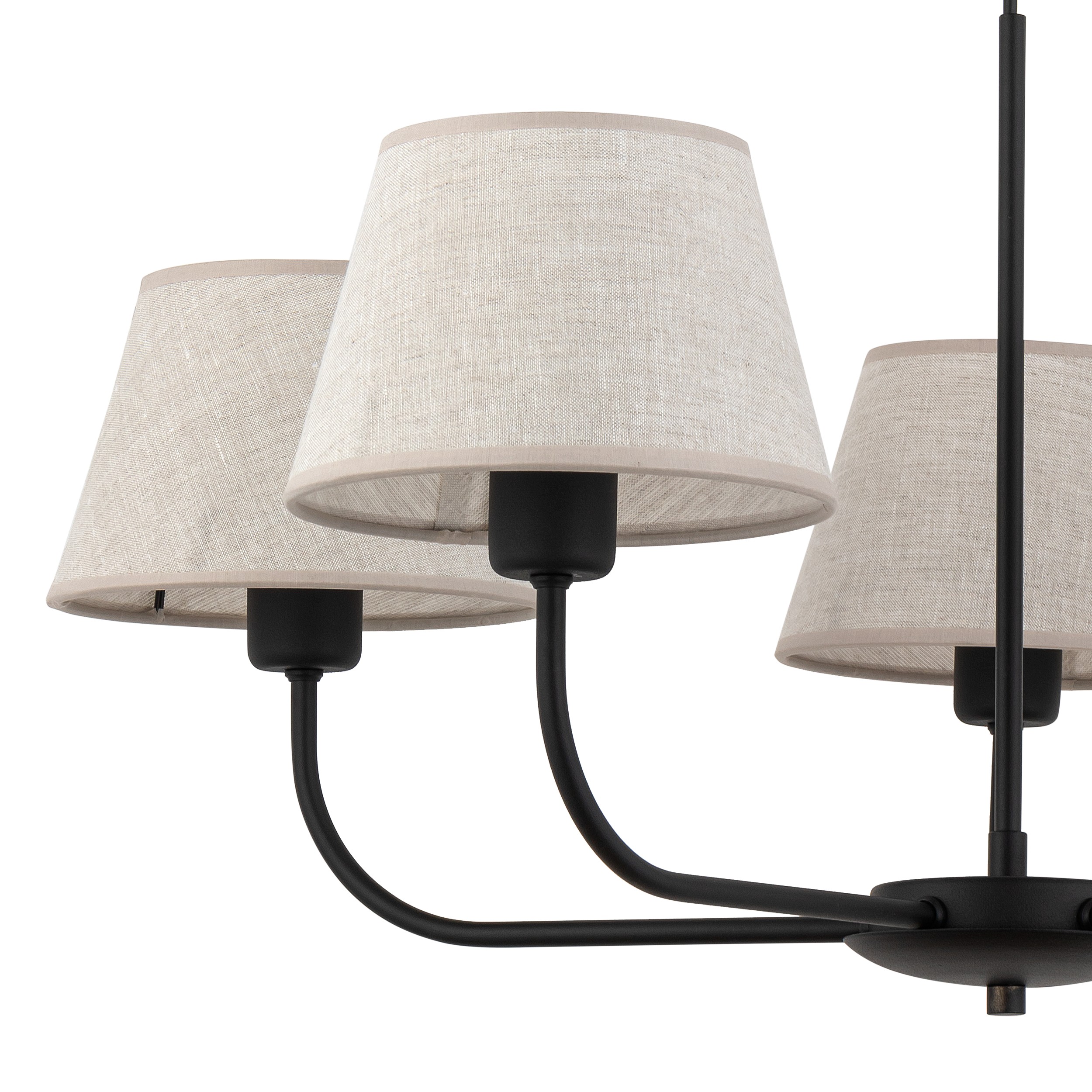 Lampa wisząca CHICAGO czarna z brązowymi kloszami z tkaniny 86x68x65cm - TK_3989
