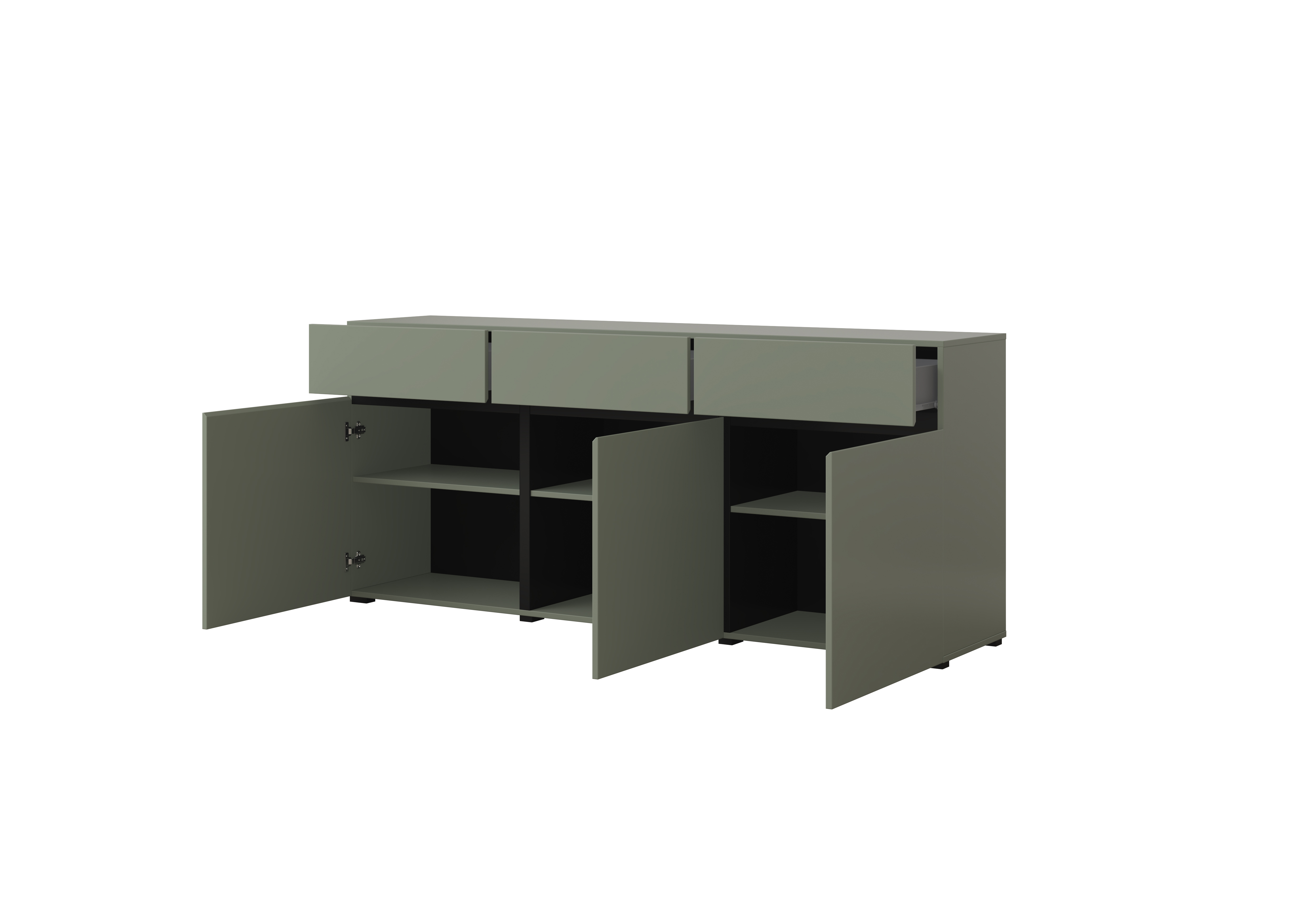Komoda 3-drzwiowa z 3 szufladami CROSS - zielony, czarny 180cm - 24GWMY43