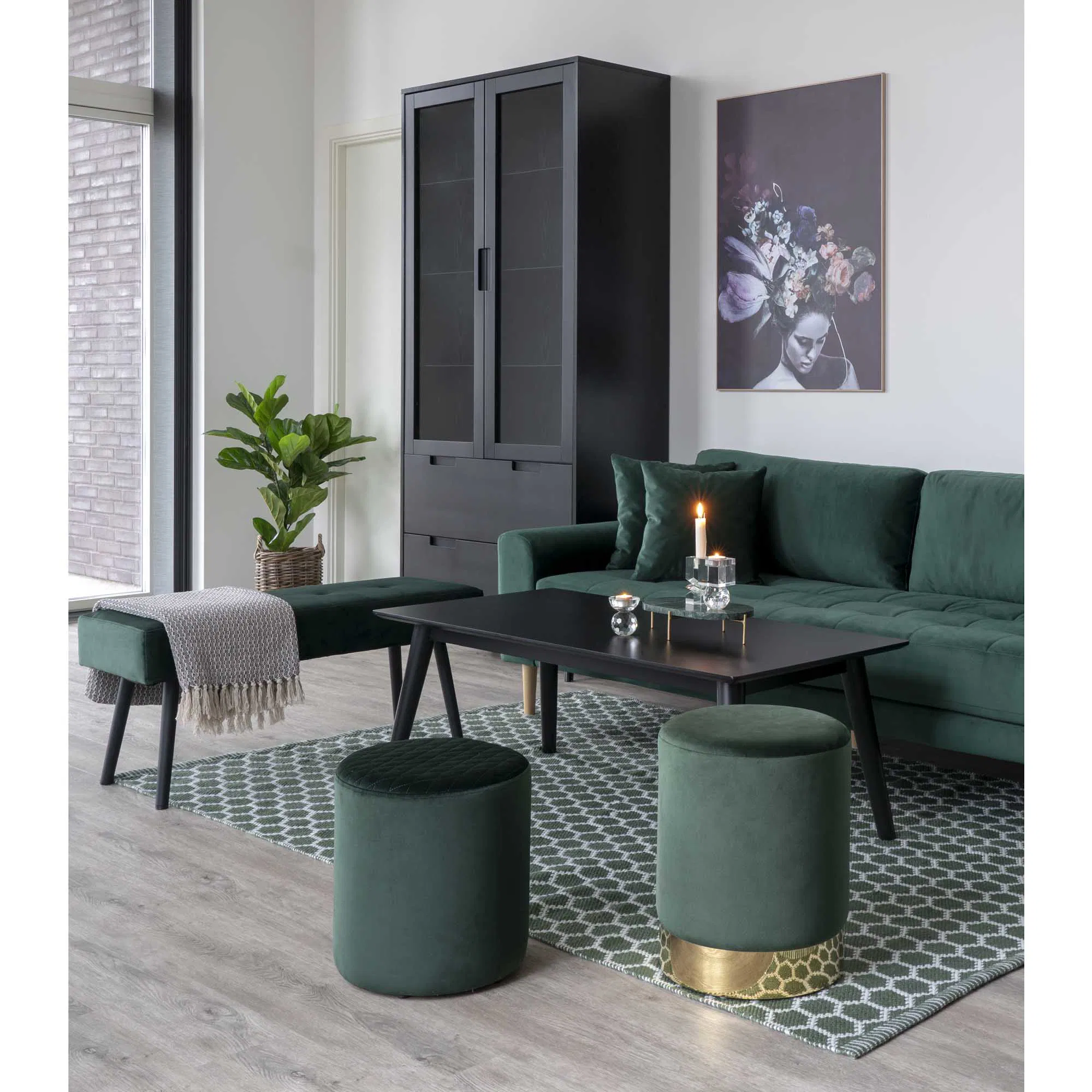 Sofa wypoczynkowa LIDO 2,5-osobowa 180 cm - zielony, naturalny - 1301435