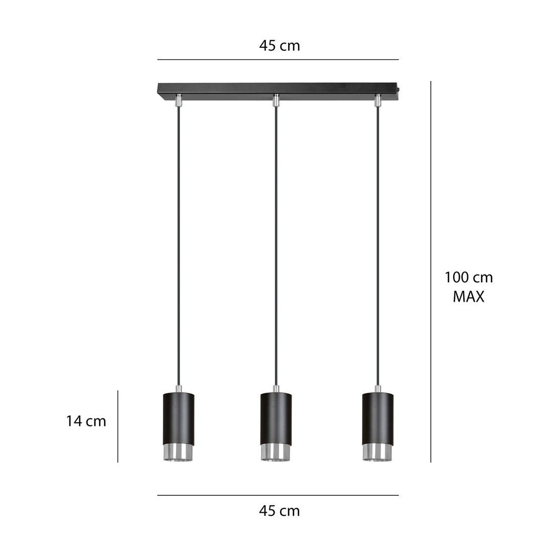 Lampa wisząca FUMIKO Czarny/Chrom 816/3 - 816/3