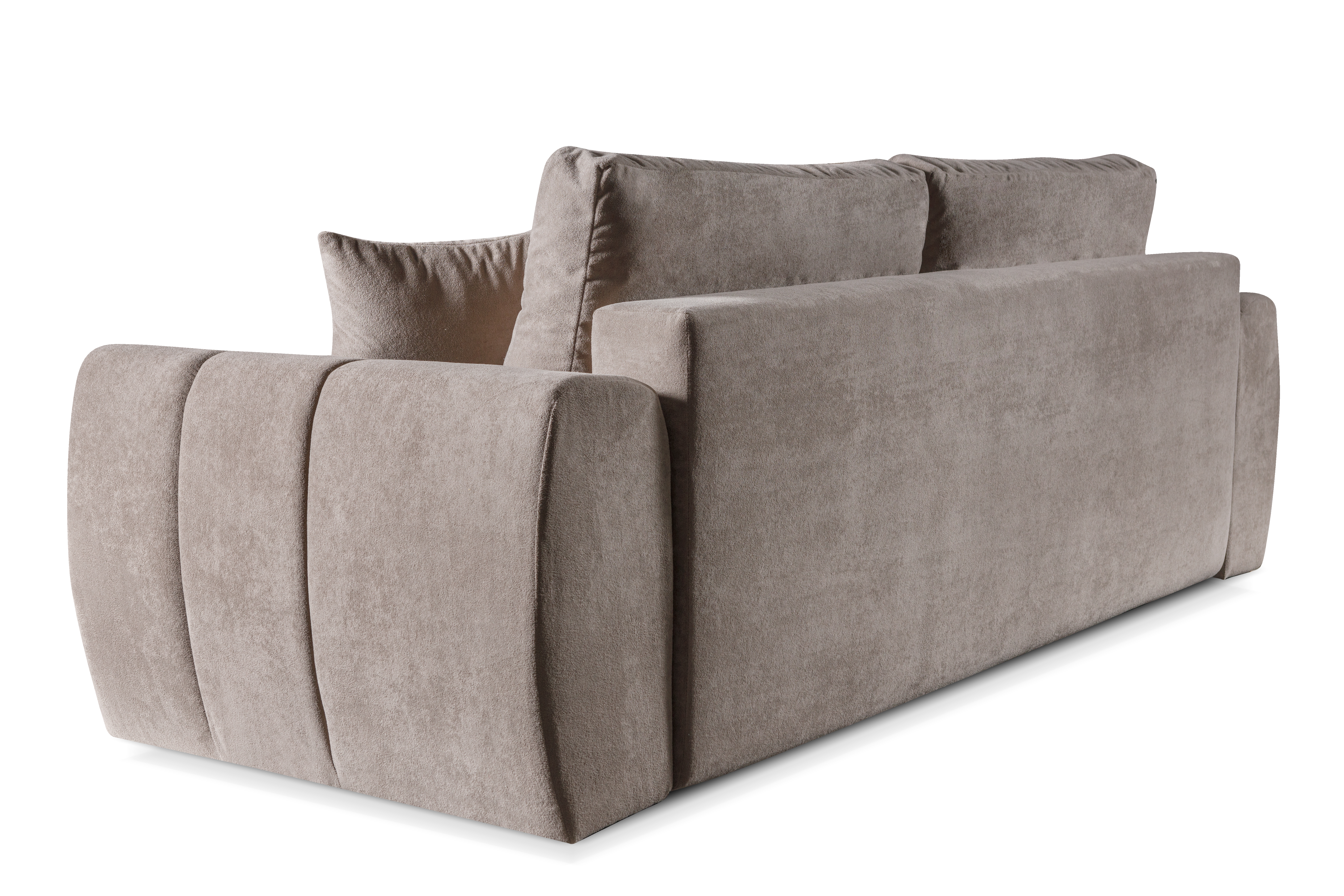 Sofa rozkładana z podłokietnikami FUTU powiększona powierzchnia spania Soft 04 - jasny brąz - FUTU_SO_SOFT04