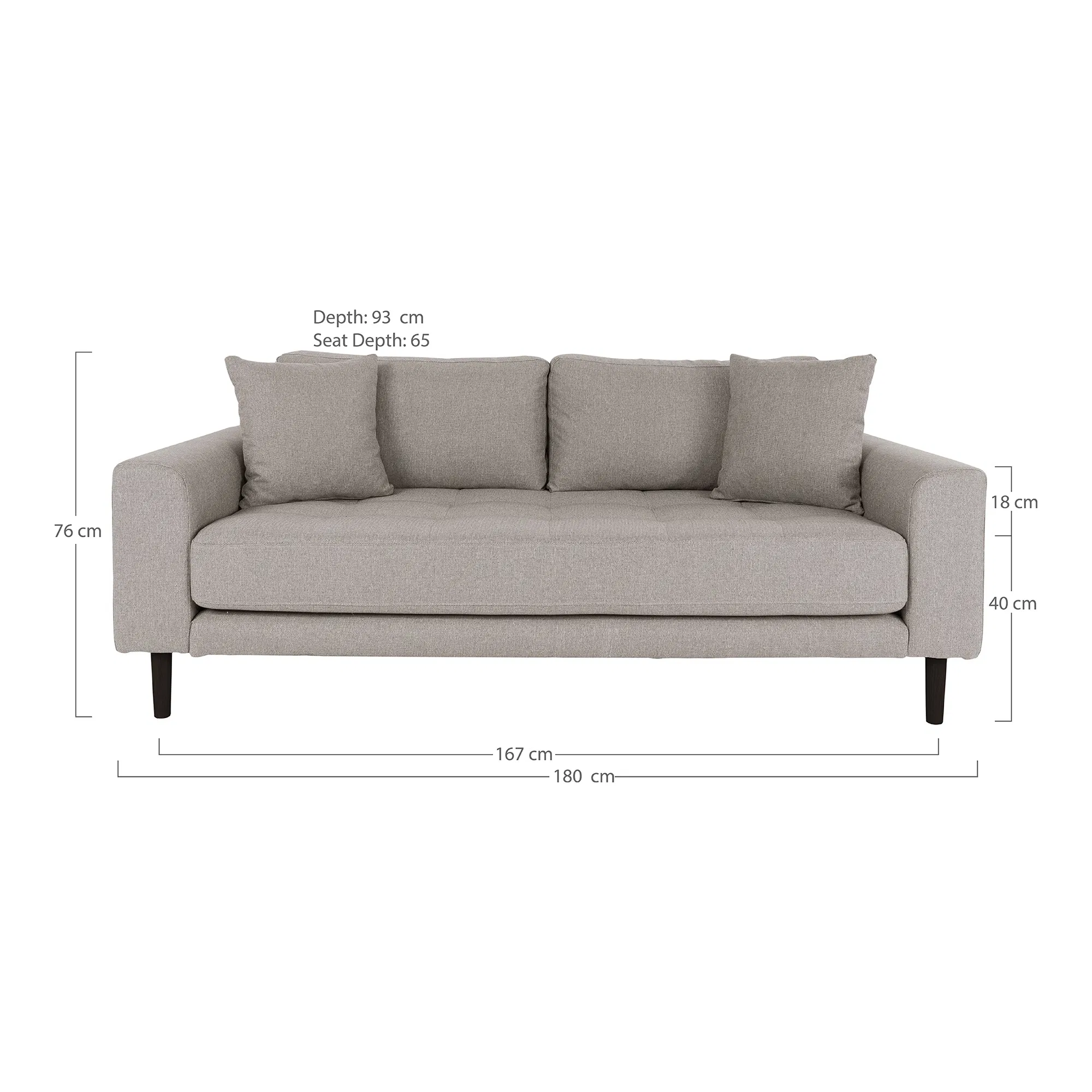 Sofa wypoczynkowa 2,5-osobowa LIDO beżowa, czarne nóżki - 1301437