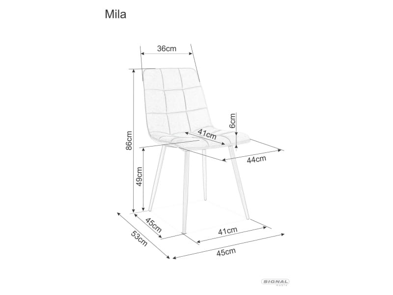 Krzesło MILA MATT VELVET szare aksamitne Signal - MILAMVCSZ