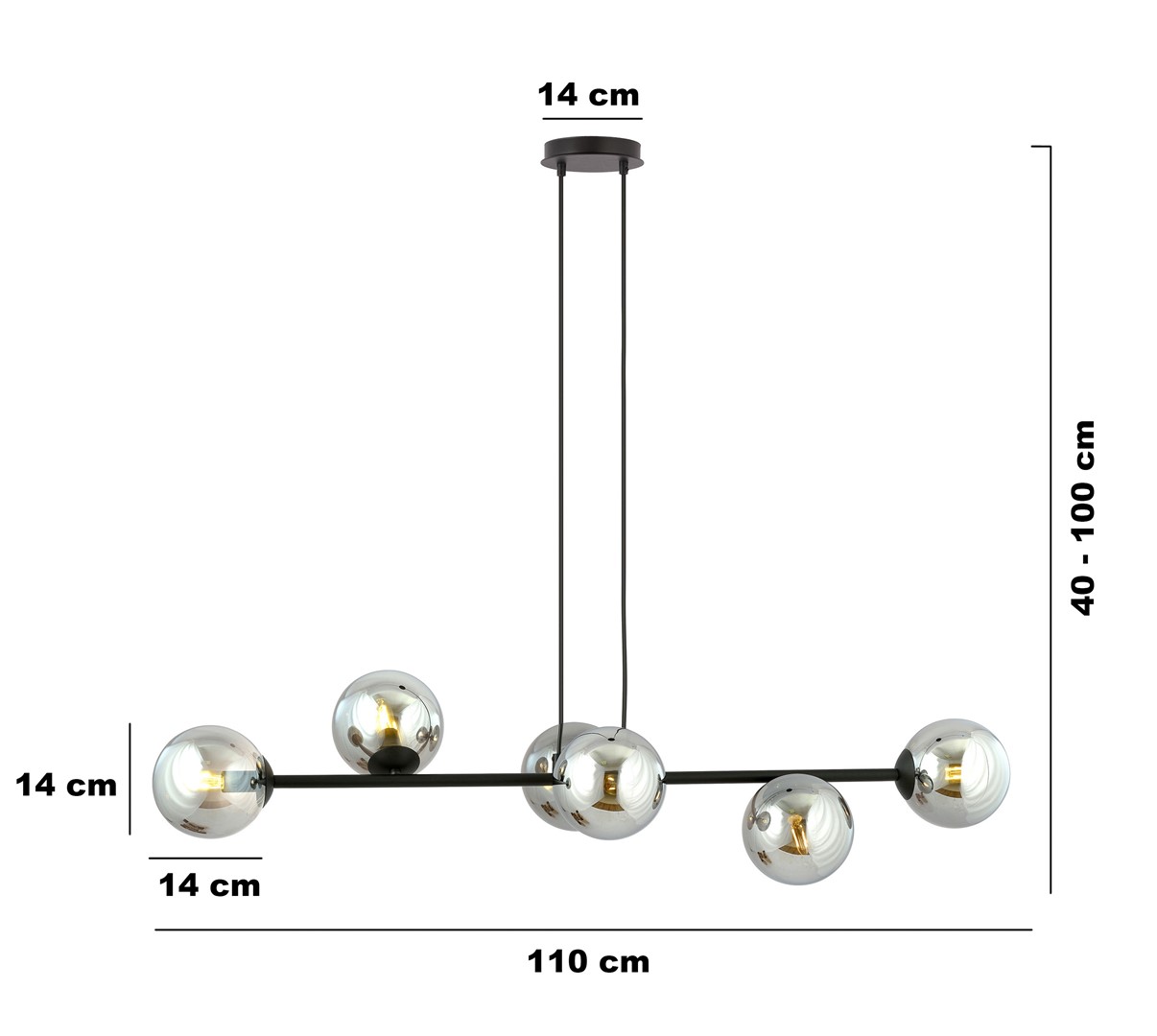 Lampa wisząca ROSSI Czarny 875/6 - 875/6