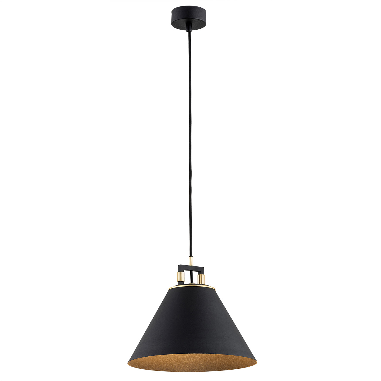 Lampa wisząca ORTE metalowa czarna mosiądz 105x28cm