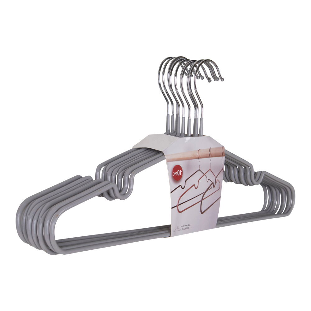 Wieszaki do szafy MASSA metalowe z powłoką (komplet 10 szt.) - szare - 9955020