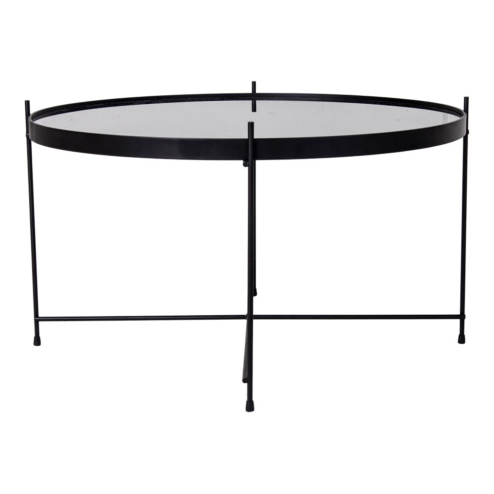 Stolik kawowy okrągły VENEZIA ze szklanym blatem fi70x40cm - czarny - 2101200