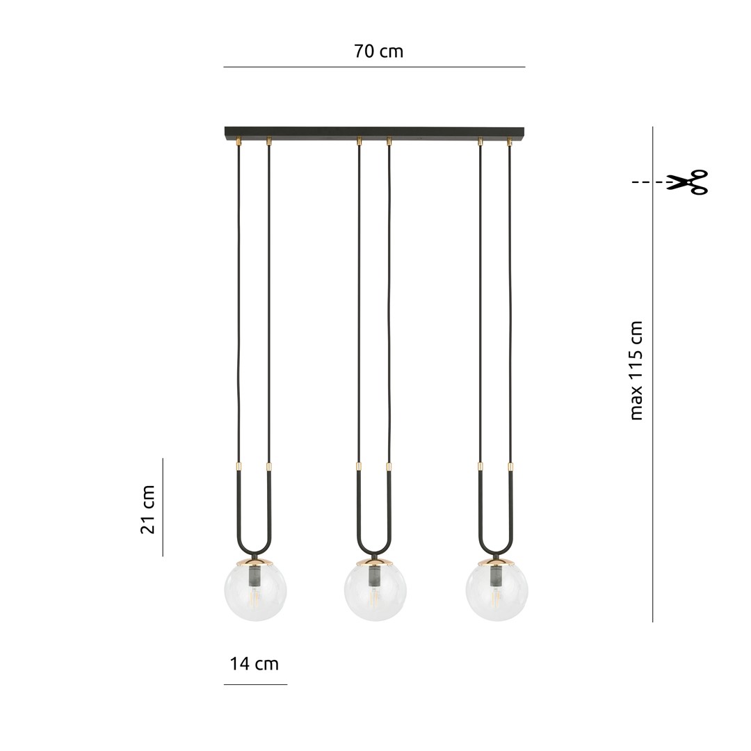 Lampa wisząca GLAM Czarny 1114/3 - 1114/3