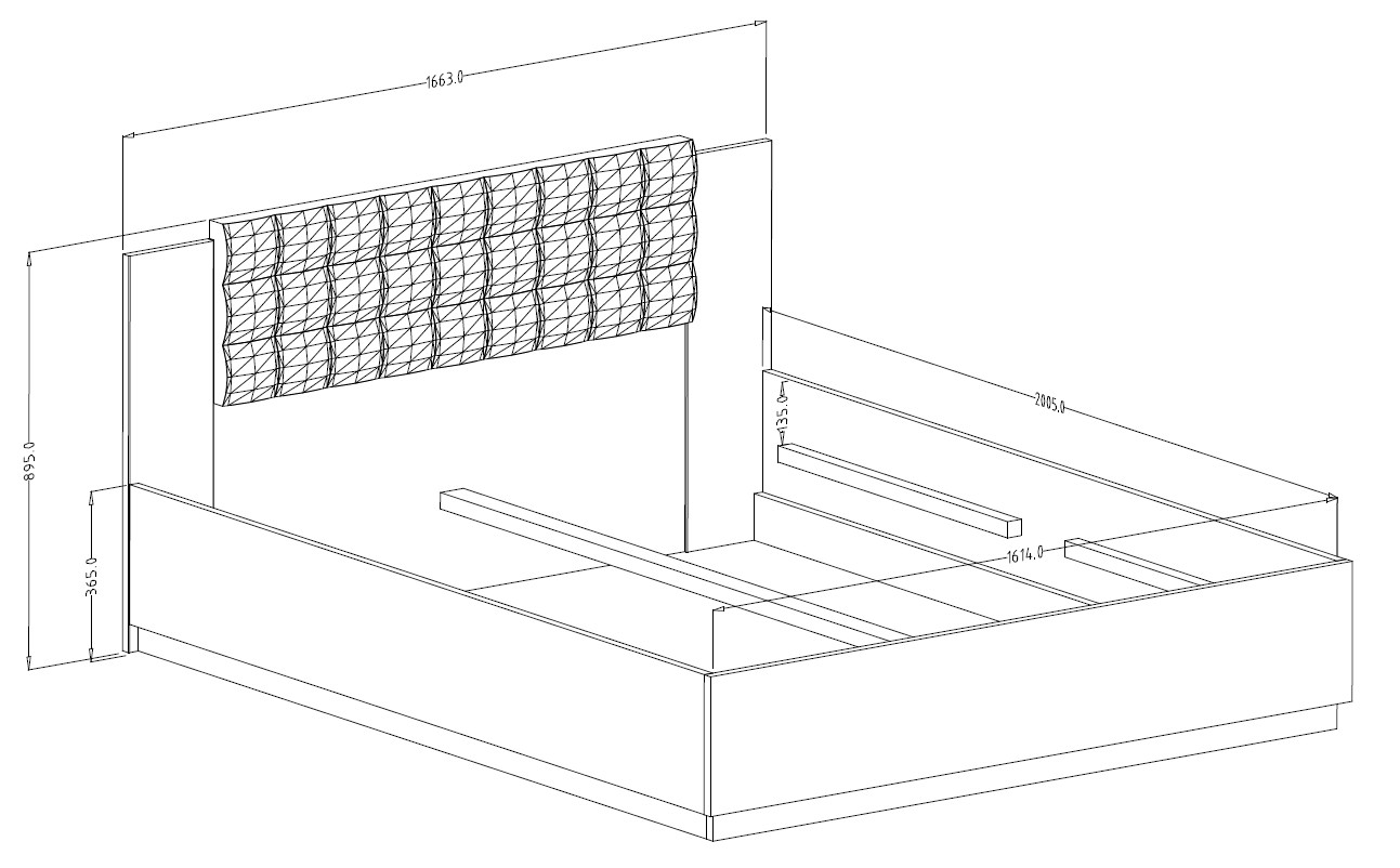 Łóżko SIGMA 31 z zagłówkiem tapicerowanym dąb flagstaf czarne 160x200cm - 24FWLI31