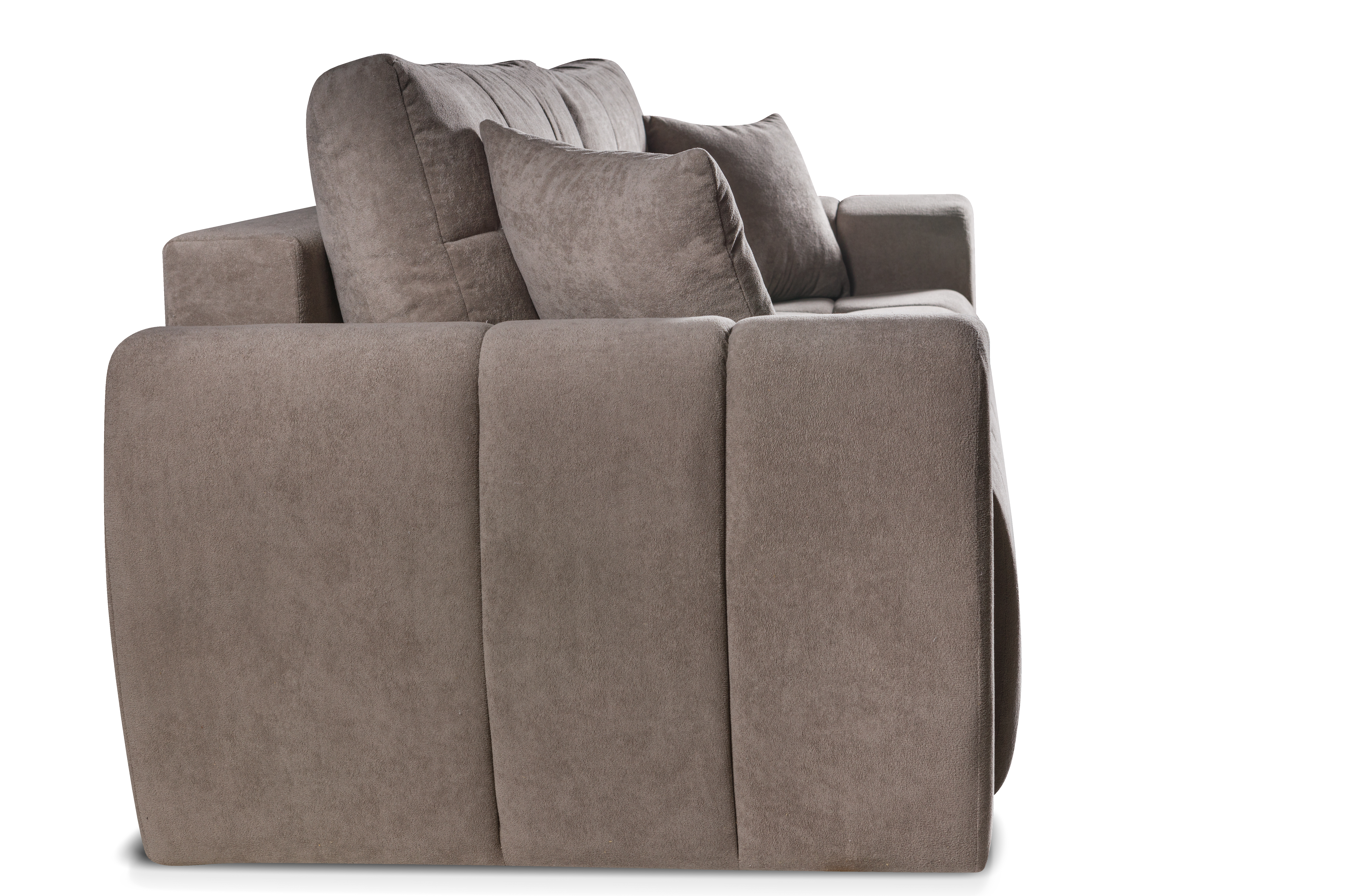 Sofa rozkładana z podłokietnikami FUTU powiększona powierzchnia spania Soft 04 - jasny brąz - FUTU_SO_SOFT04