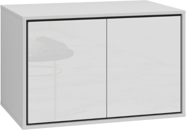 Szafka pod umywalkę IRVINE 2-drzwiowa 80cm - biały połysk, czarny - 309WNP58